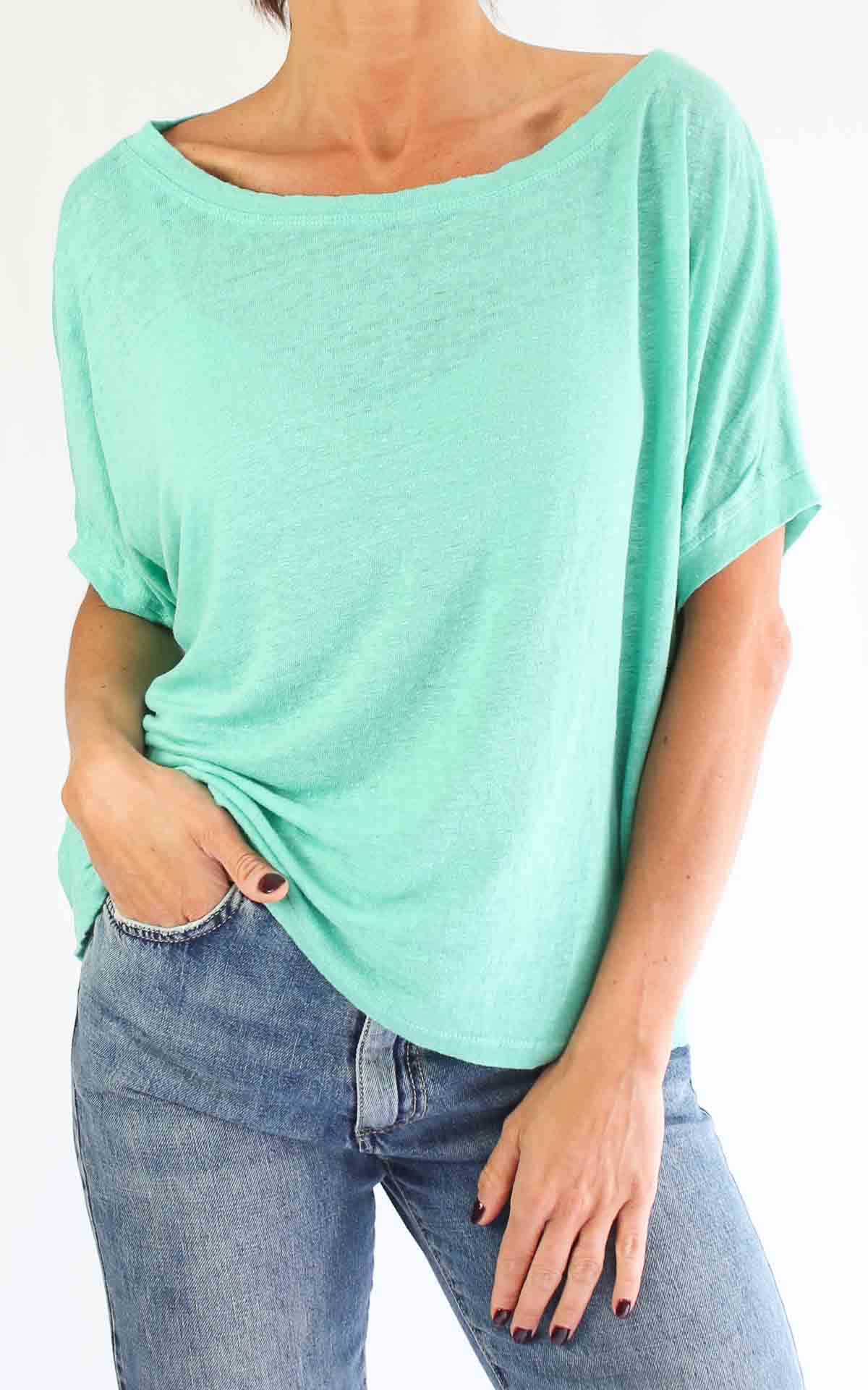 OFF-ON - T-Shirt lino scollo barca - MENTA