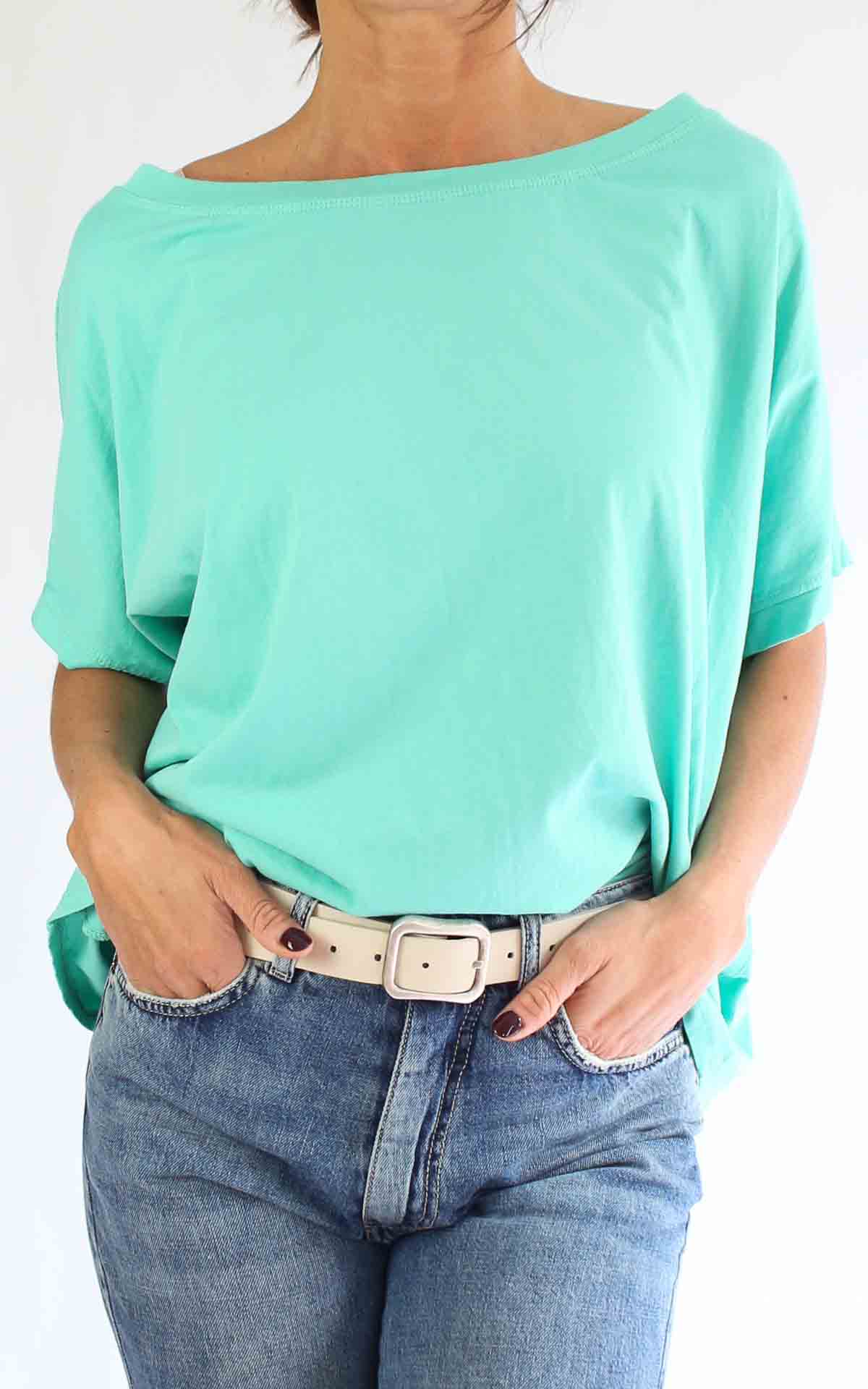 OFF-ON - T-Shirt scollo barca over - MENTA