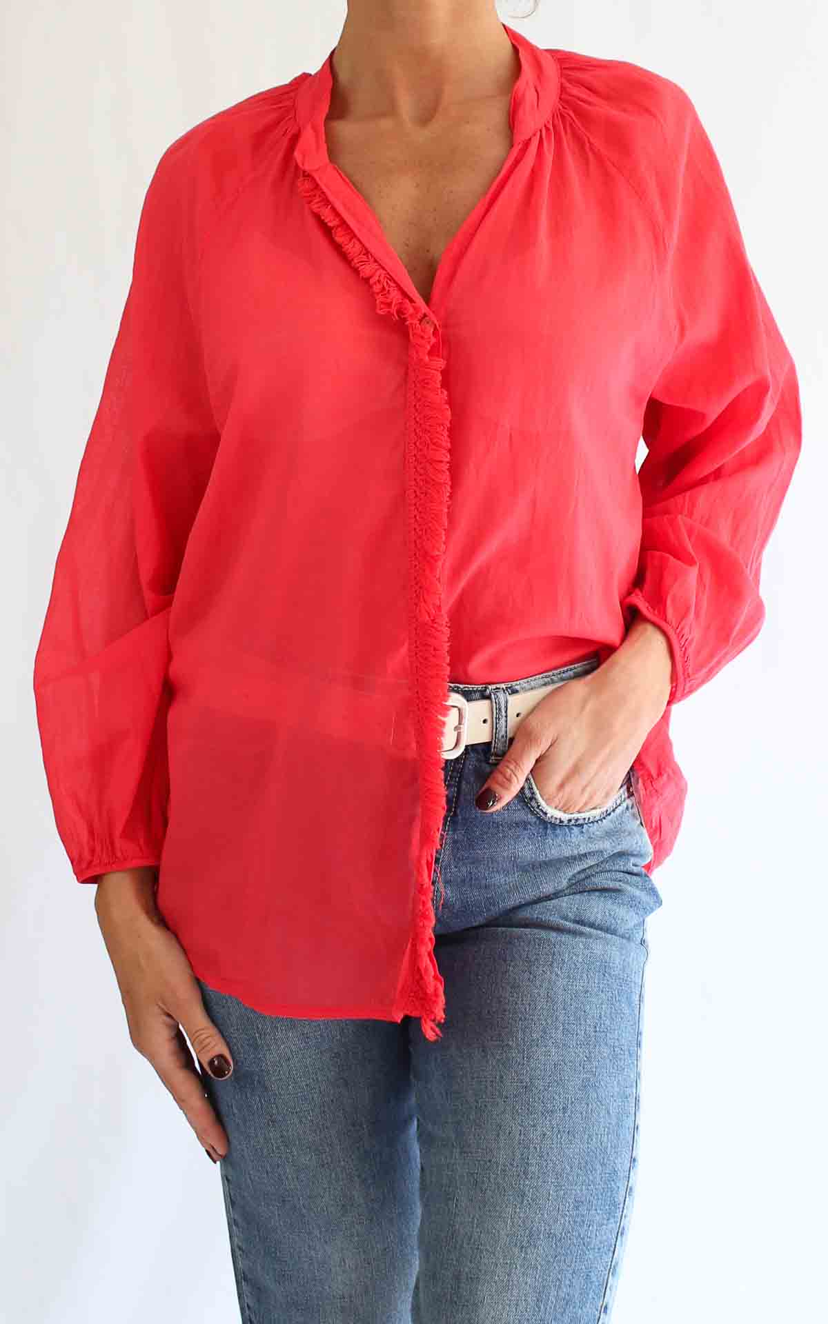 OFF-ON - Camicia passamaneria - ROSSO