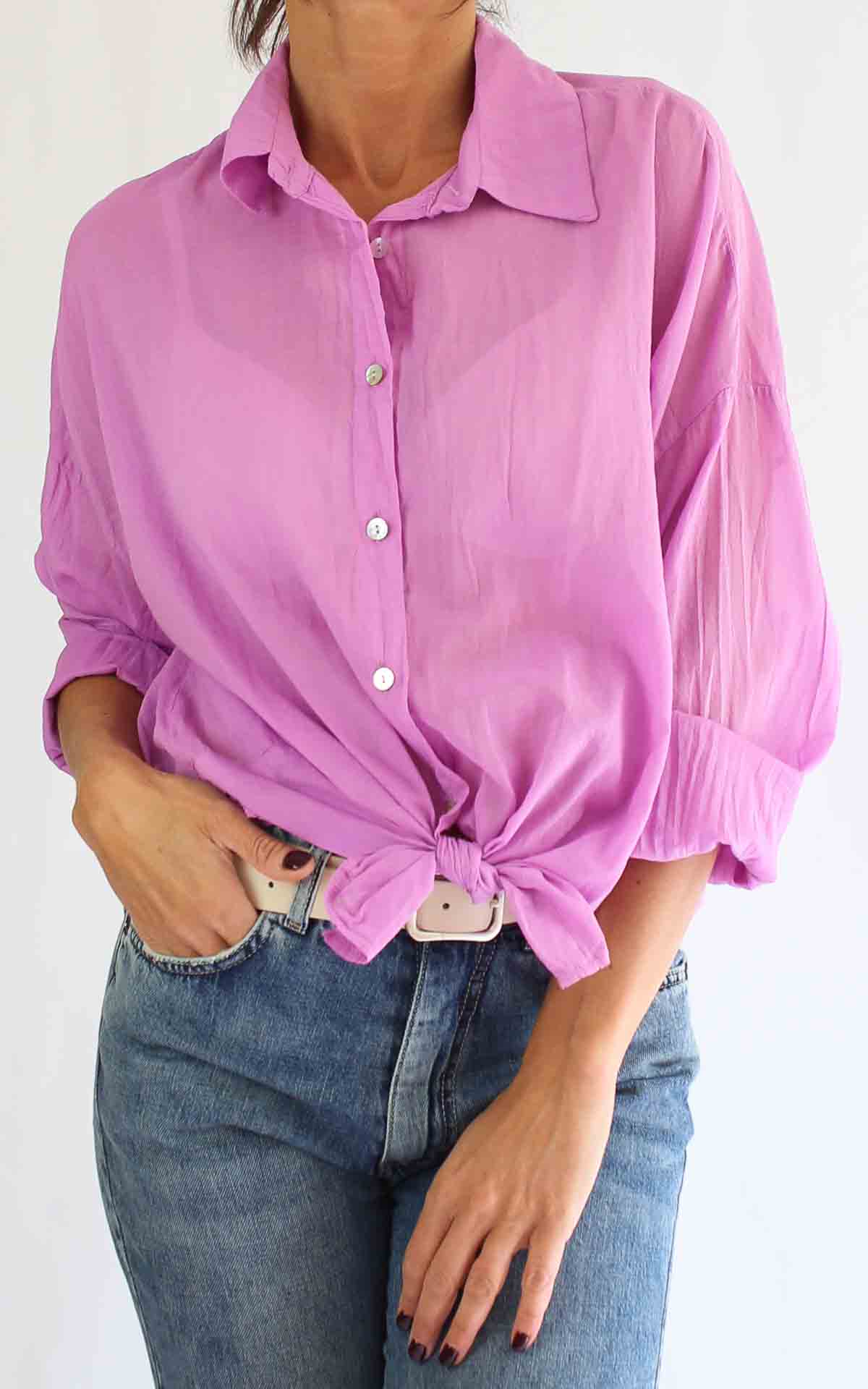 OFF-ON – Camicia mussola tinta unita – GLICINE