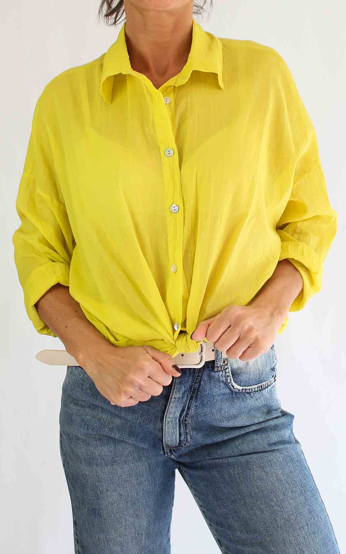 OFF-ON – Camicia mussola tinta unita – GIALLO