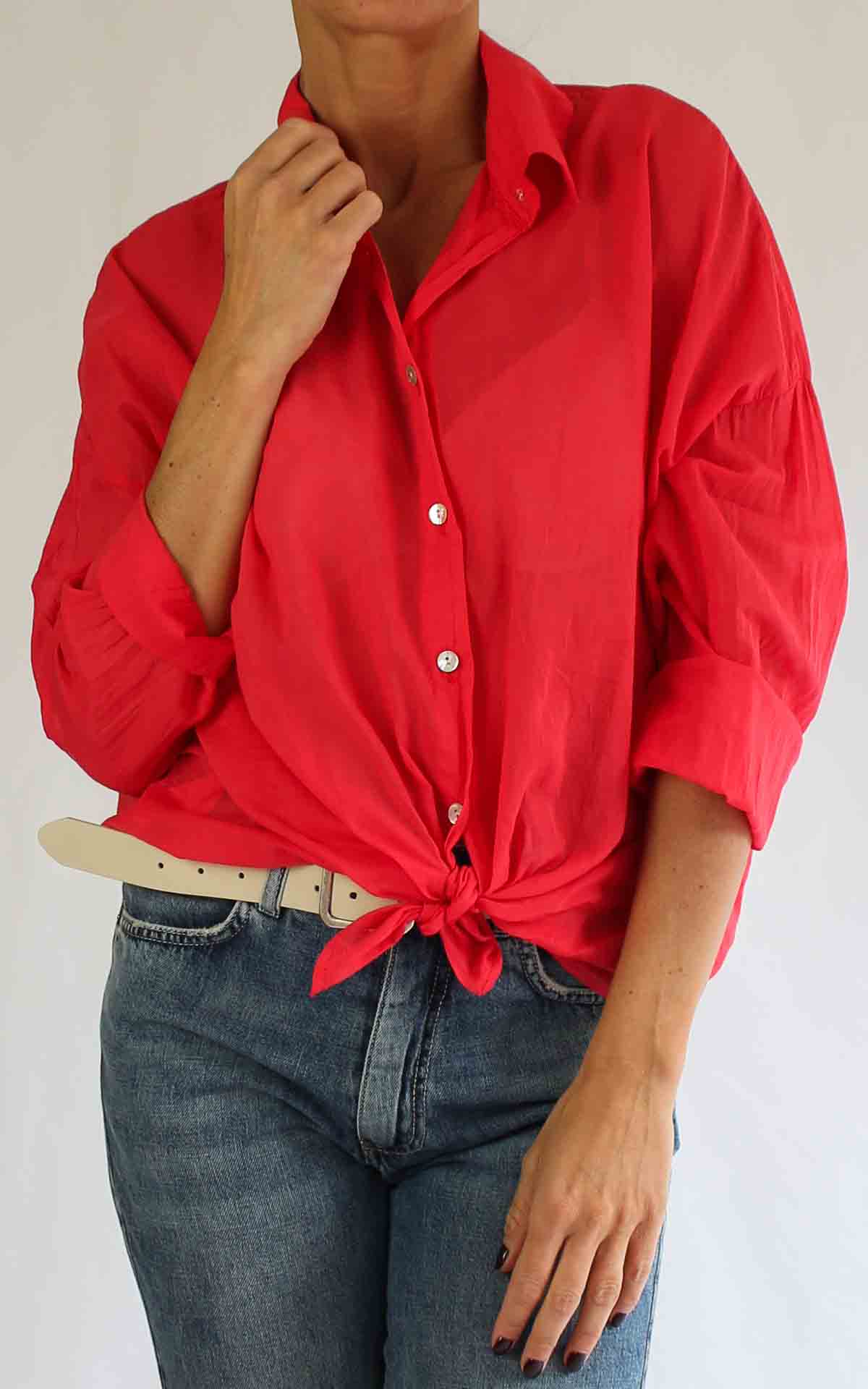 OFF-ON – Camicia mussola tinta unita – ROSSO