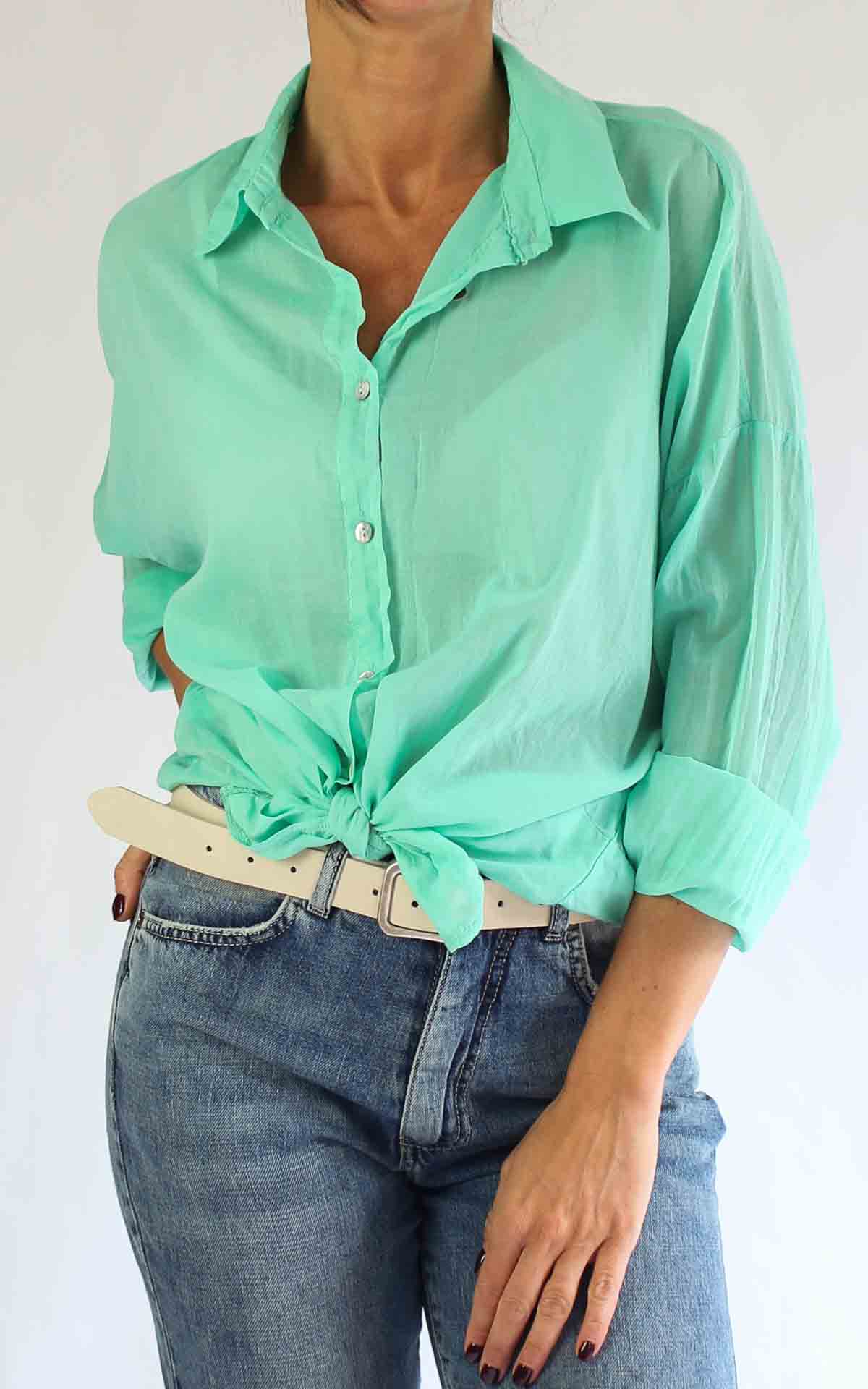 OFF-ON – Camicia mussola tinta unita – MENTA