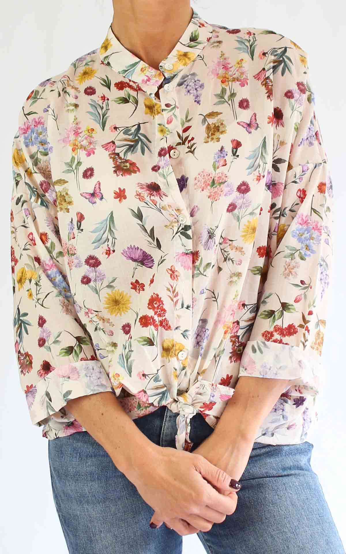 OFF-ON - Camicia collo coreana fantasia - BURRO