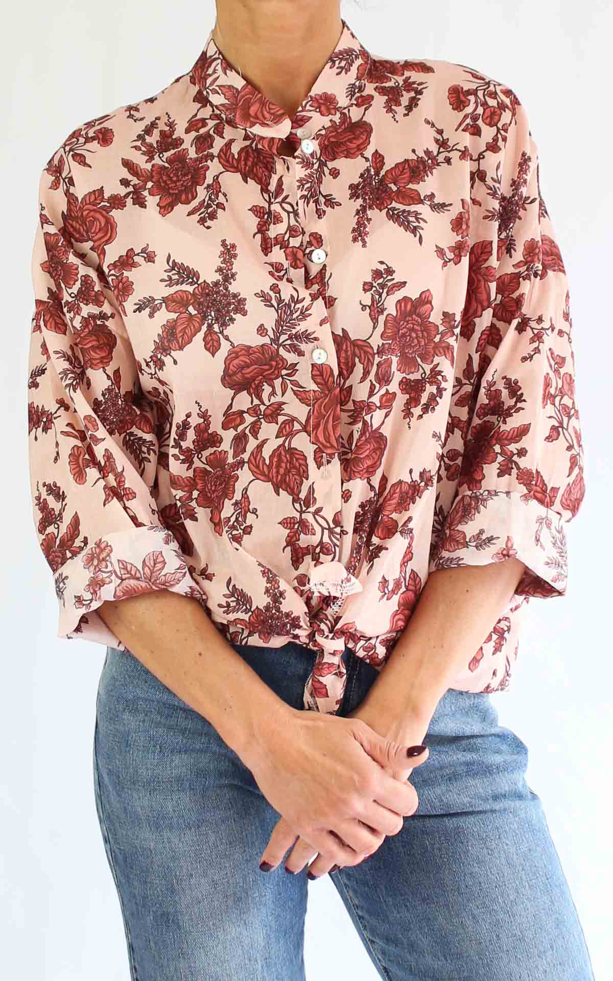 OFF-ON - Camicia collo coreana fantasia - ROSA
