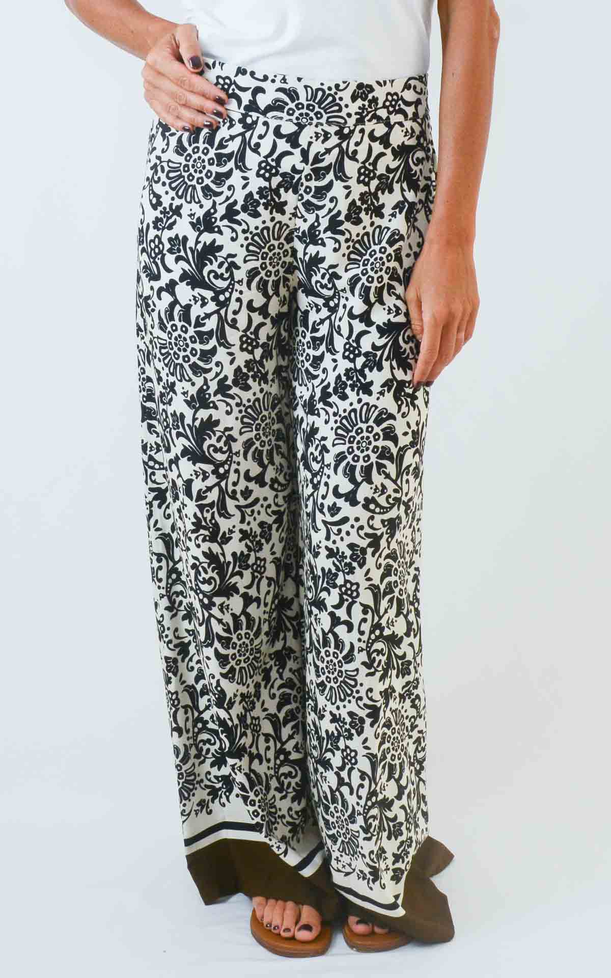 SUSYMIX - Pantalone viscosa fantasia - NERO