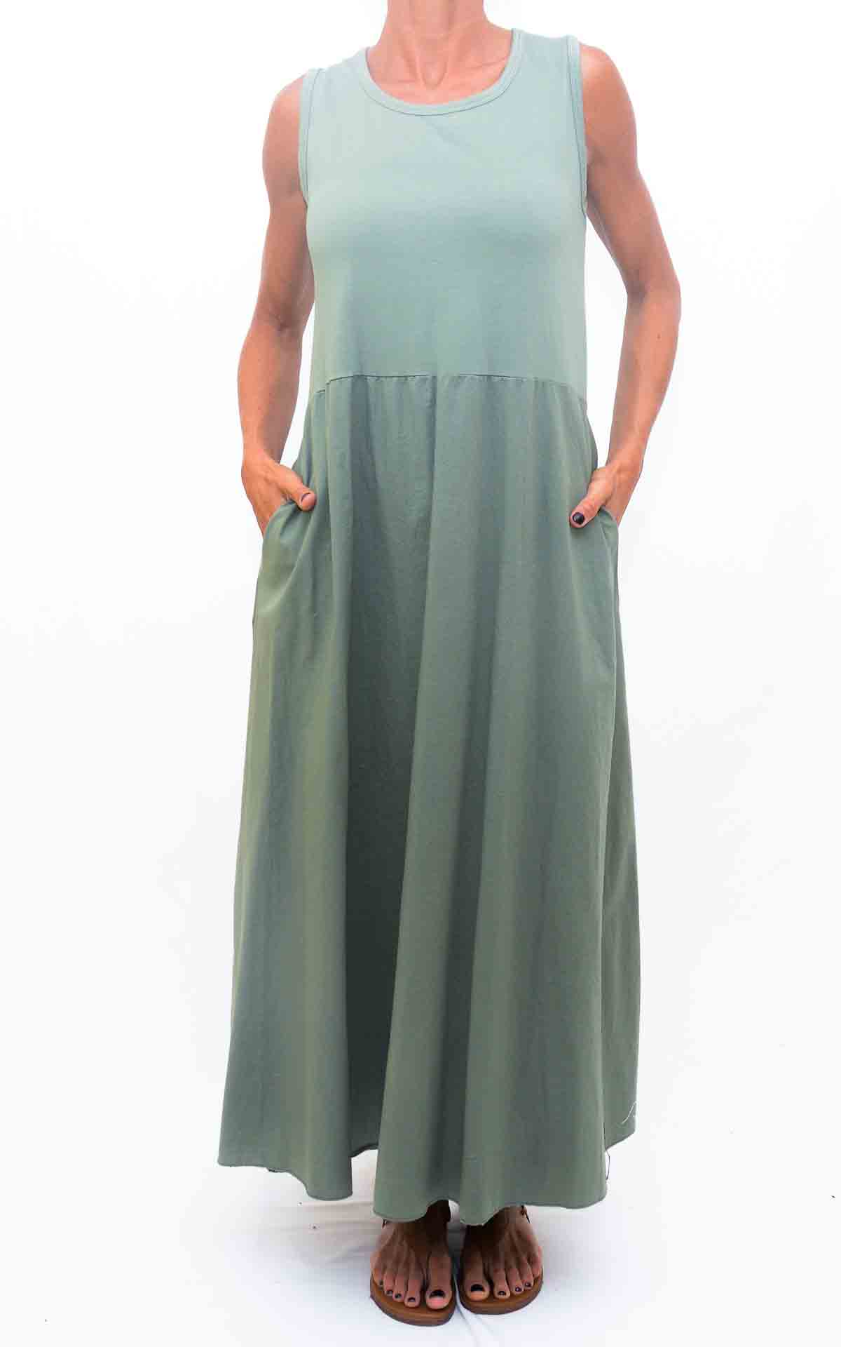 SUSY MIX - Abito lungo con tasche - VERDE SALVIA
