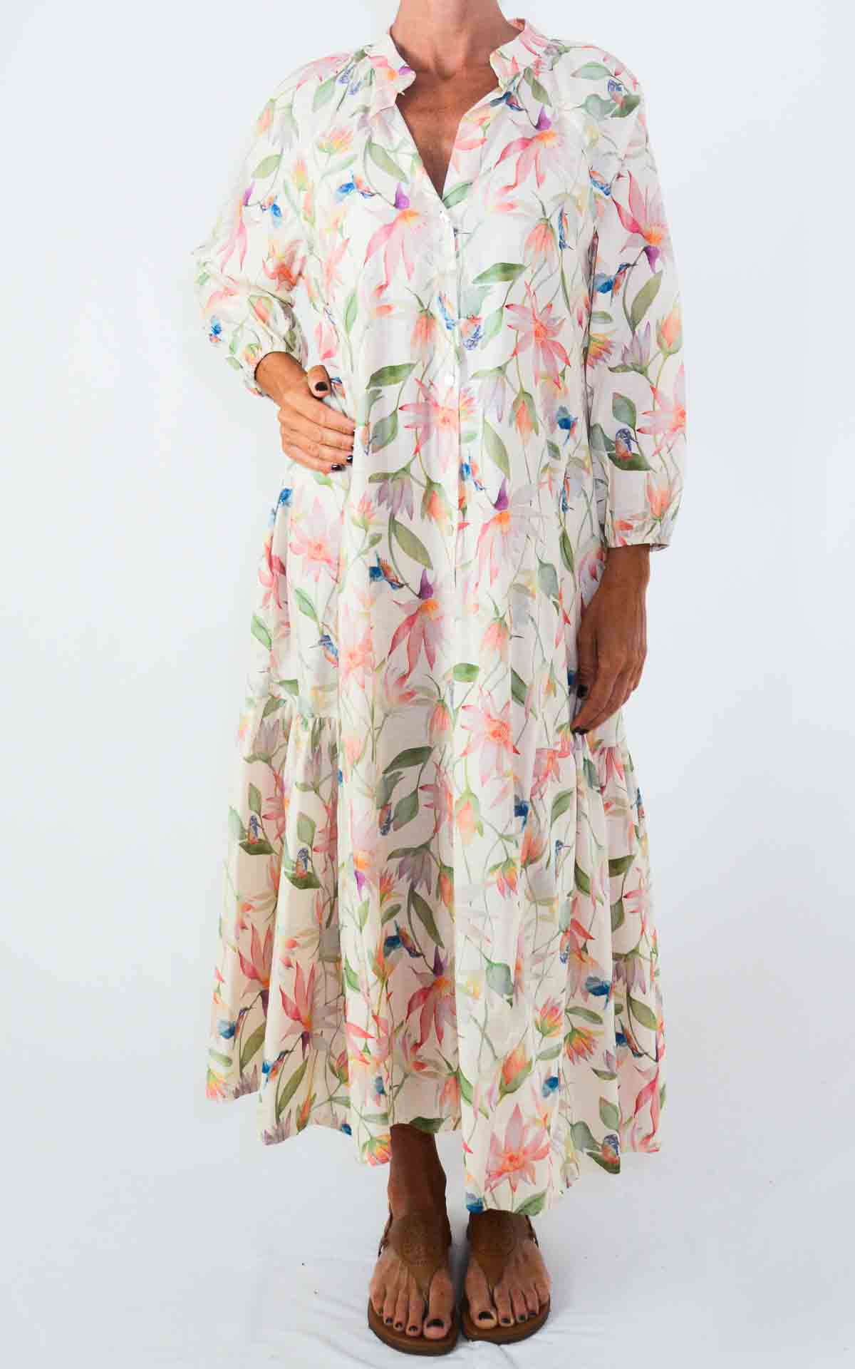 OFF-ON - Abito chemisier stampa fiori - BURRO