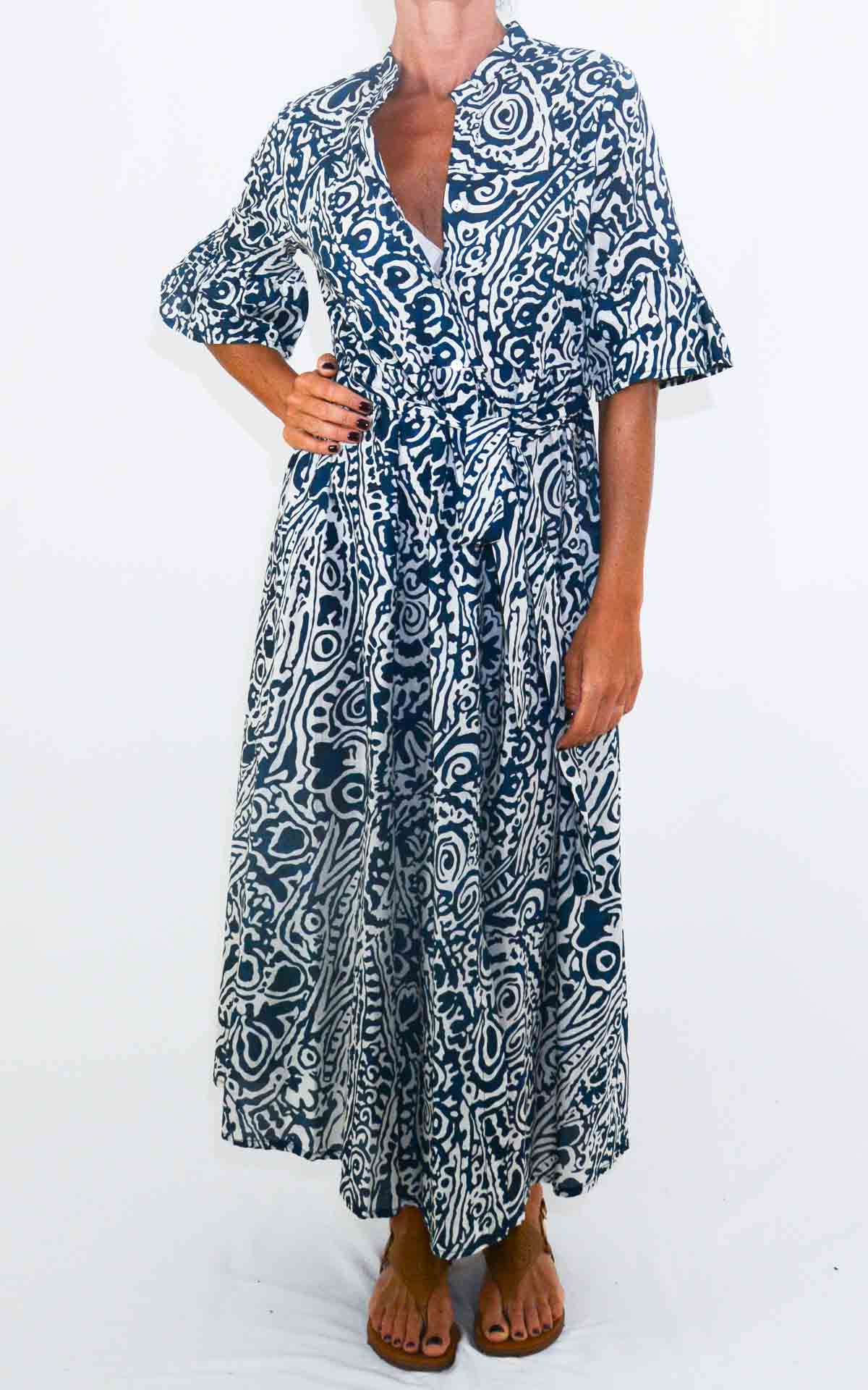 OFF-ON - Abito mussola fantasia - BLU