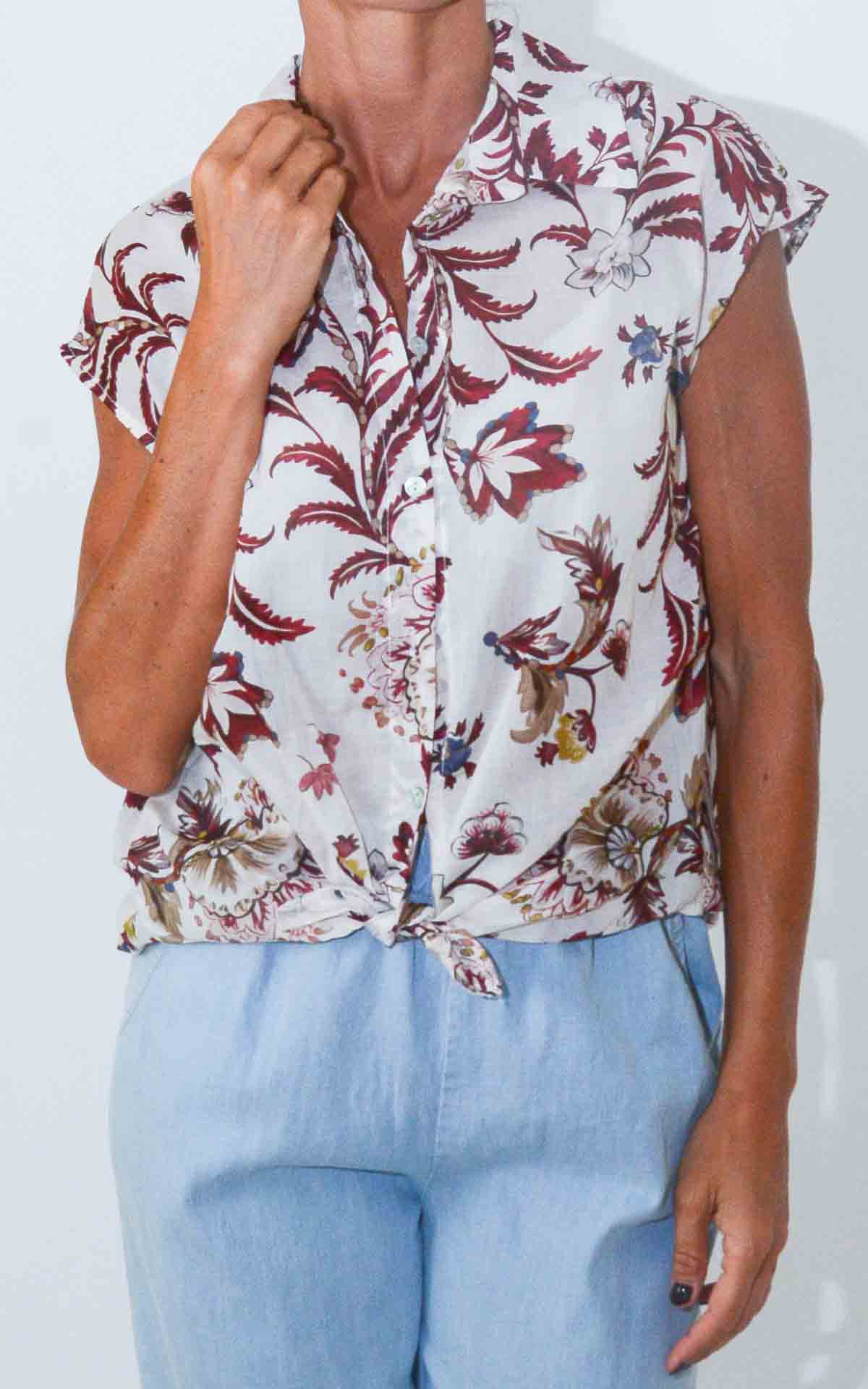 OFF-ON - Camicia smanicata fantasia - BURRO