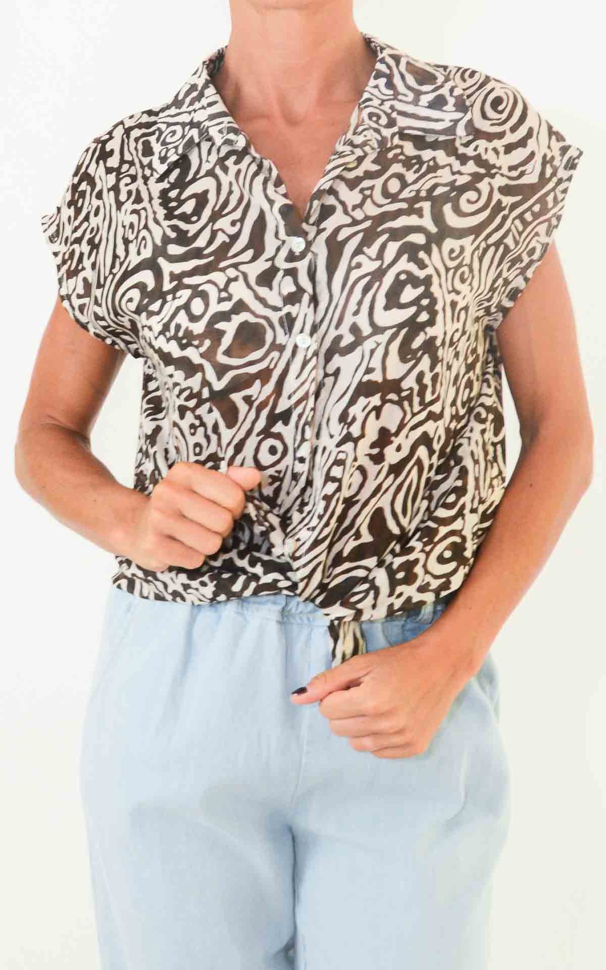 OFF-ON - Camicia mussola smanicata - MORO