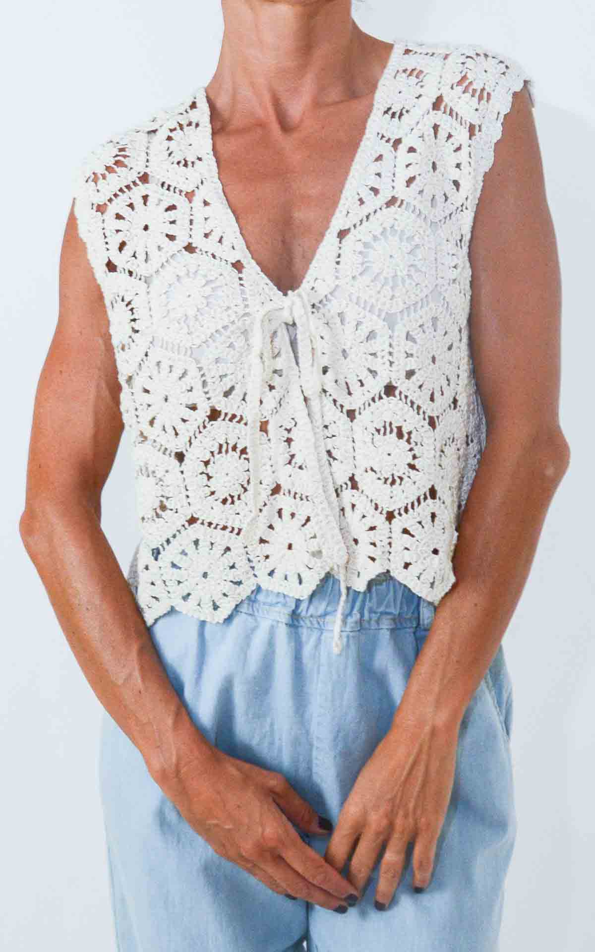 OFF-ON - Gilet uncinetto - LATTE
