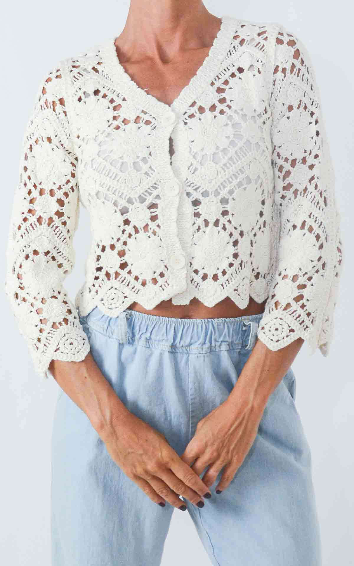 OFF-ON - Cardigan crochet - LATTE
