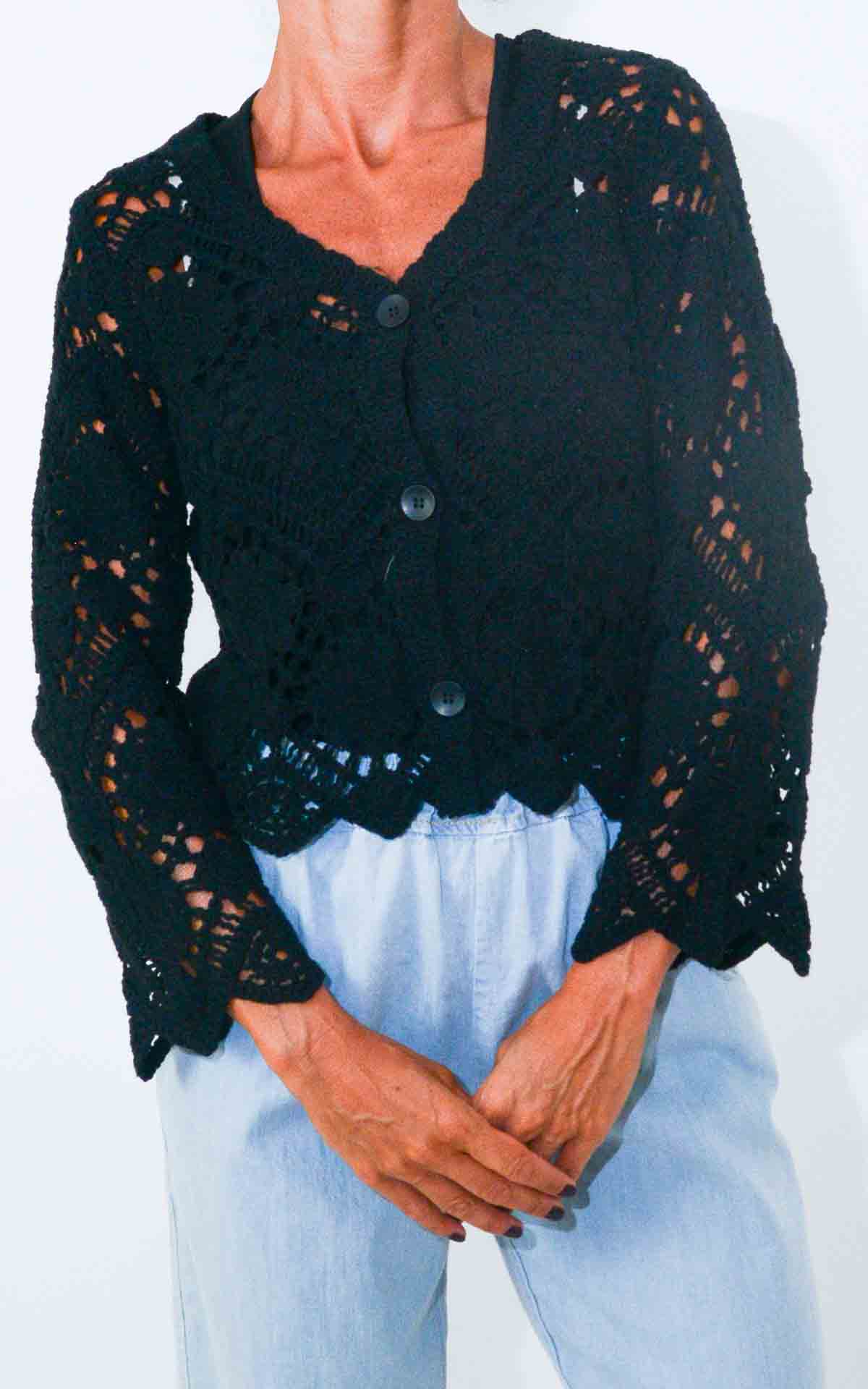 OFF-ON - Cardigan crochet - NERO