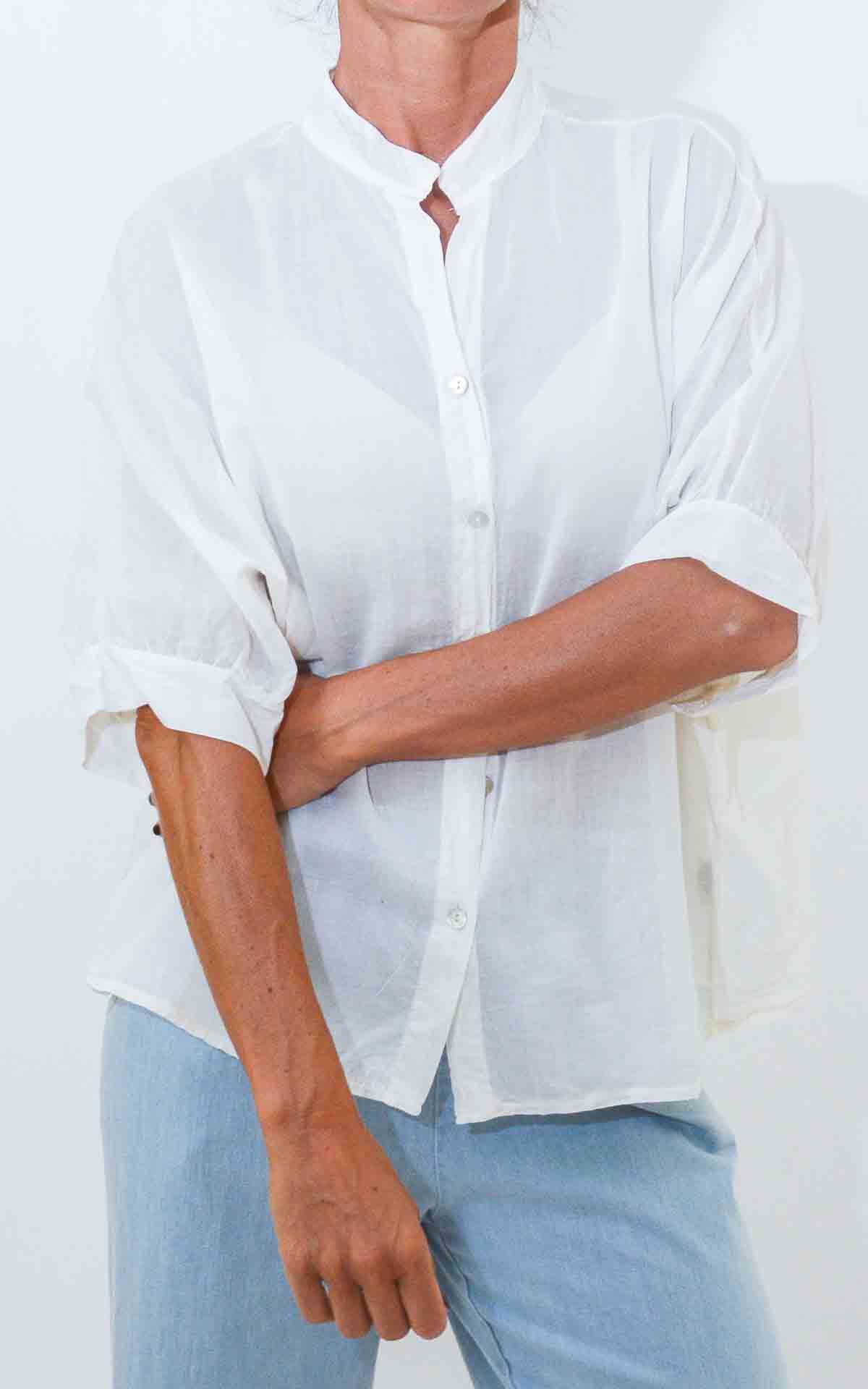 OFF-ON - Camicia mussola mezza manica - BURRO