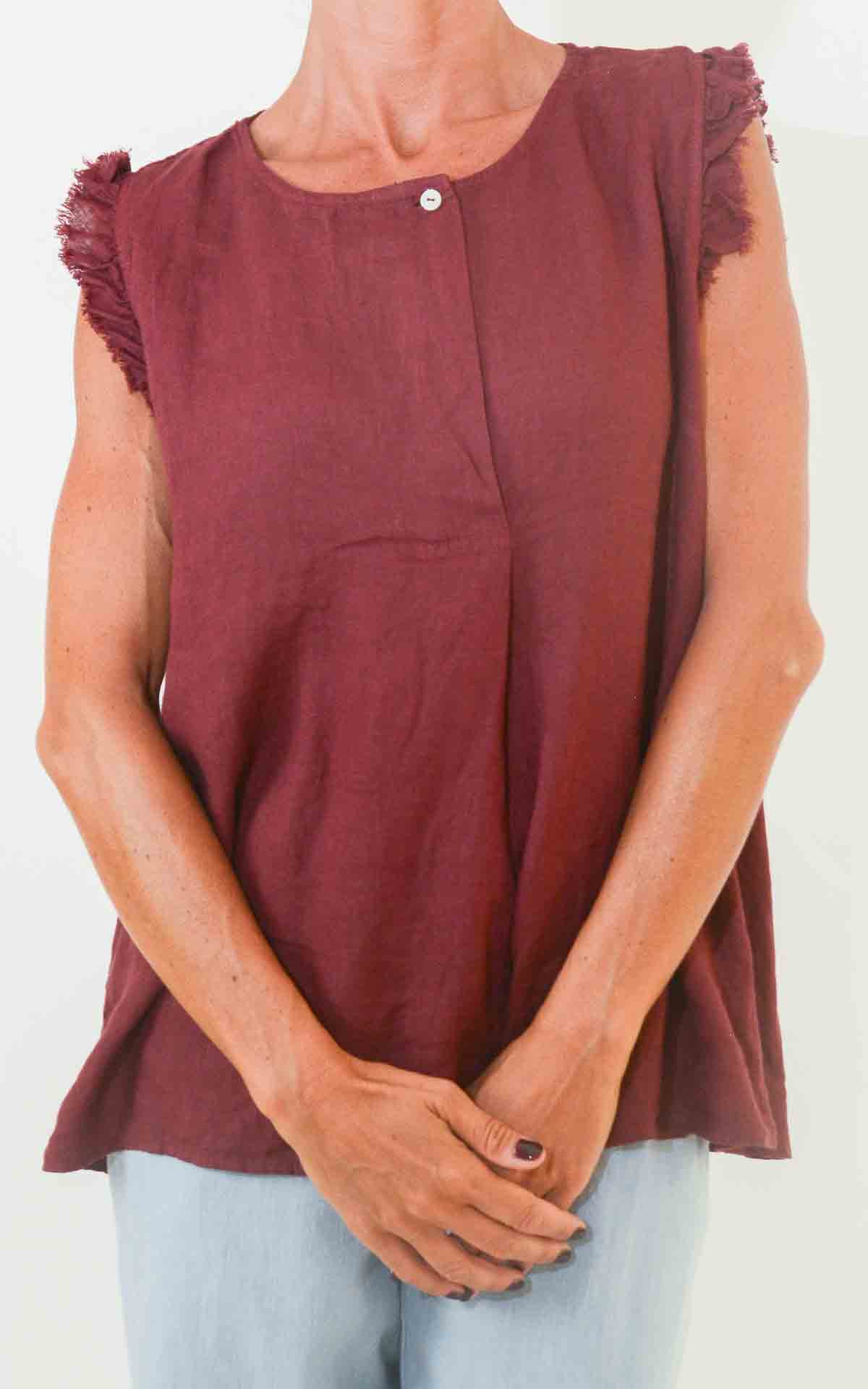 OFF-ON - Camicia in lino - ROSSO INDIA