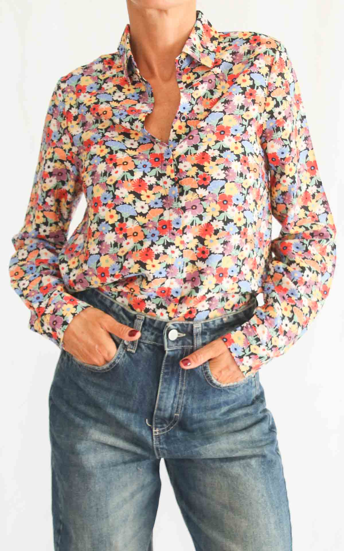 COMPANIA FANTASTICA - Camicia fantasia fiorellini - MULTICOLOR