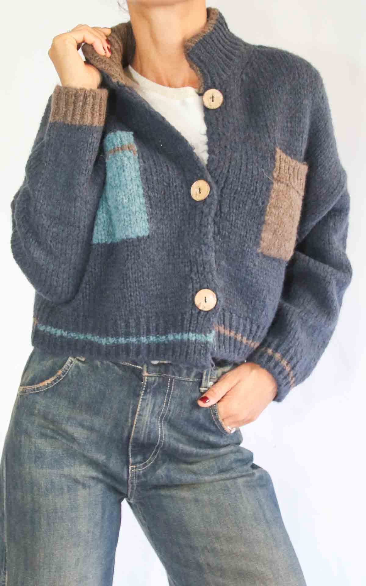 OFF-ON - Cardigan tasche - BLU