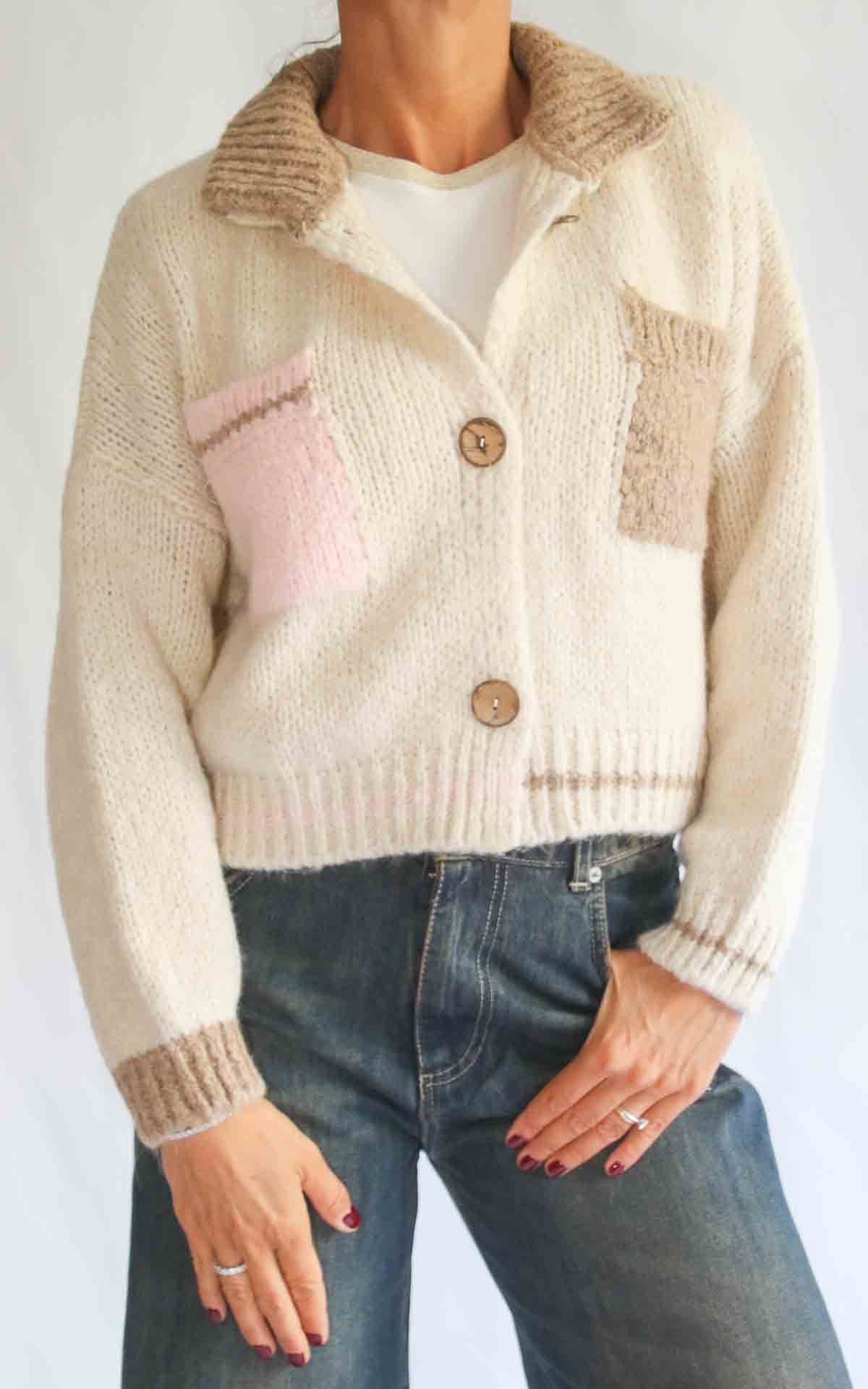 OFF-ON - Cardigan tasche - PANNA