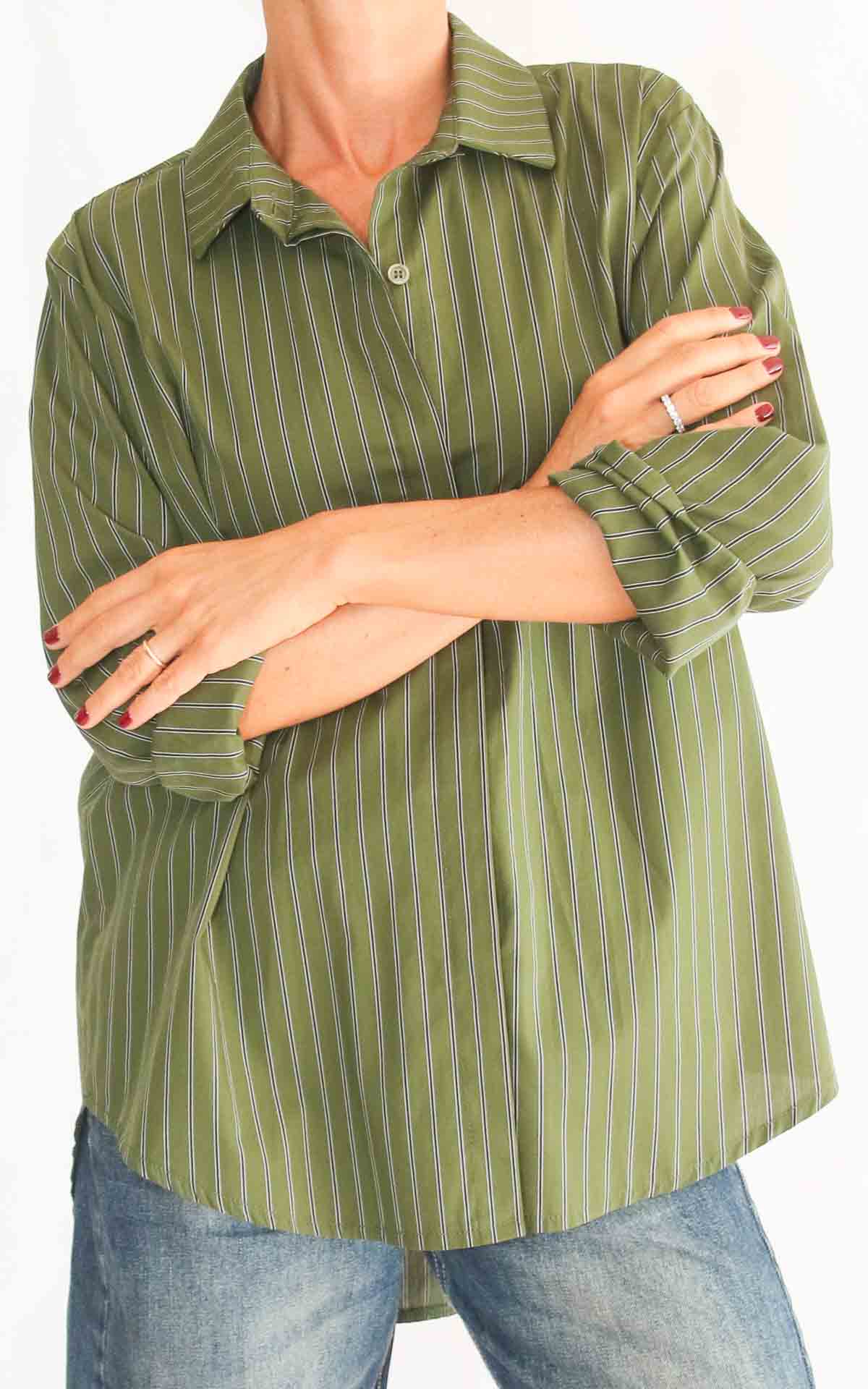 OFF-ON - Camicia gessata - VERDE