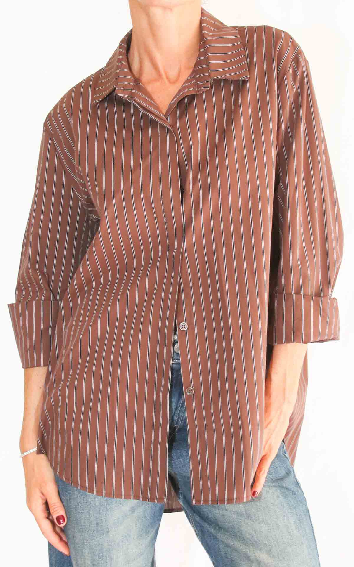 OFF-ON - Camicia gessata - MORO