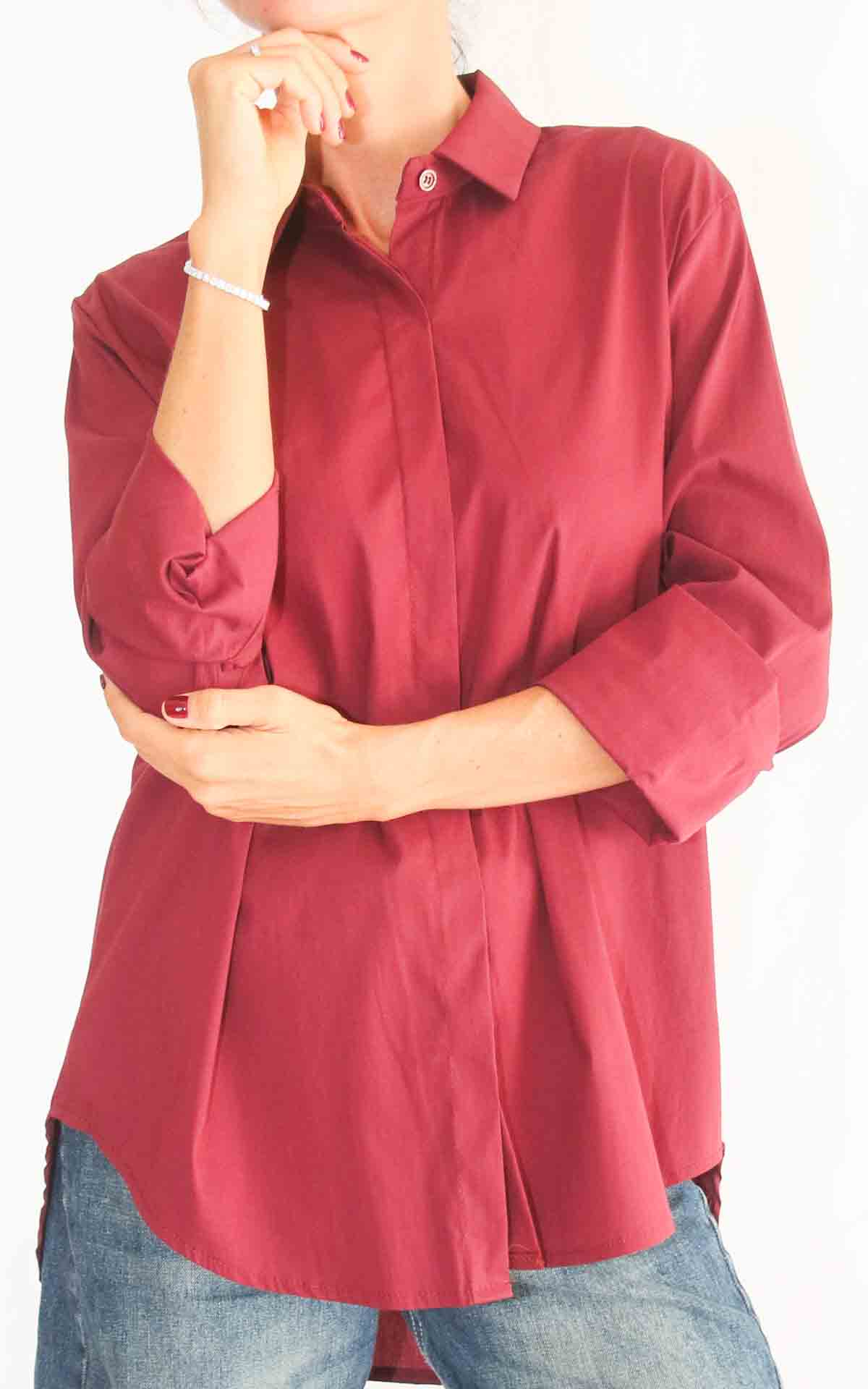 OFF - ON - Camicia tinta unita - WINE