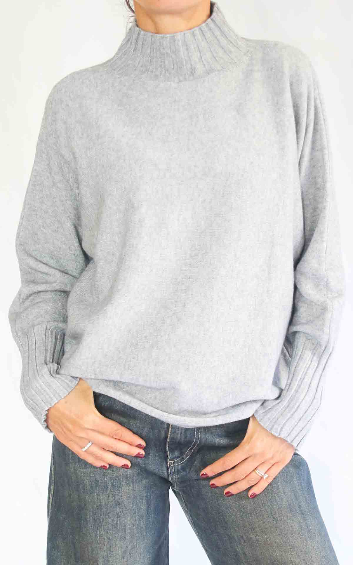 INITIAL - Maglia lupetto over - GRIGIO