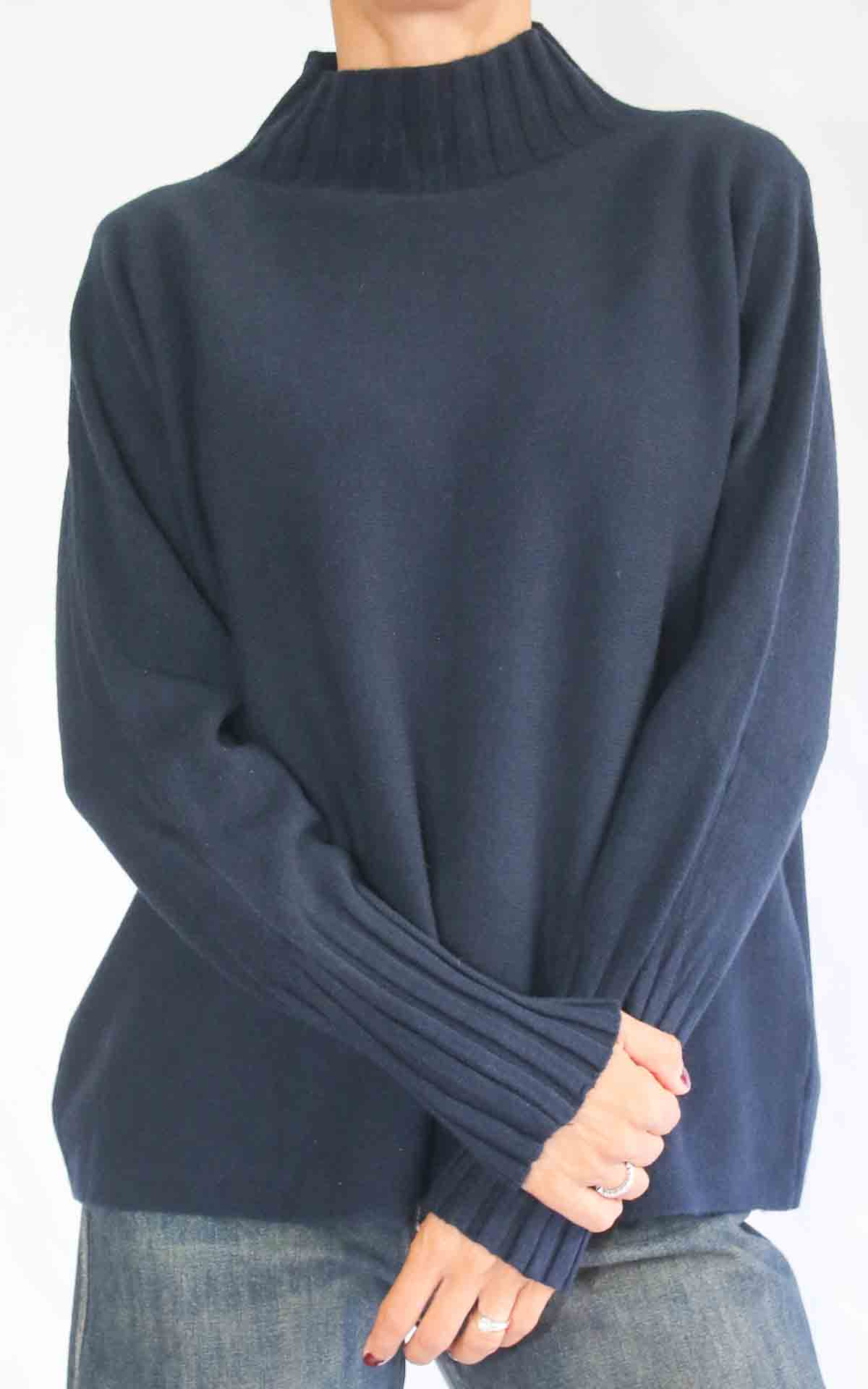 INITIAL - Maglia lupetto over - BLU