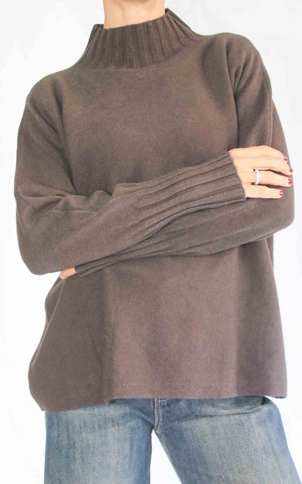 INITIAL - Maglia lupetto over - MORO