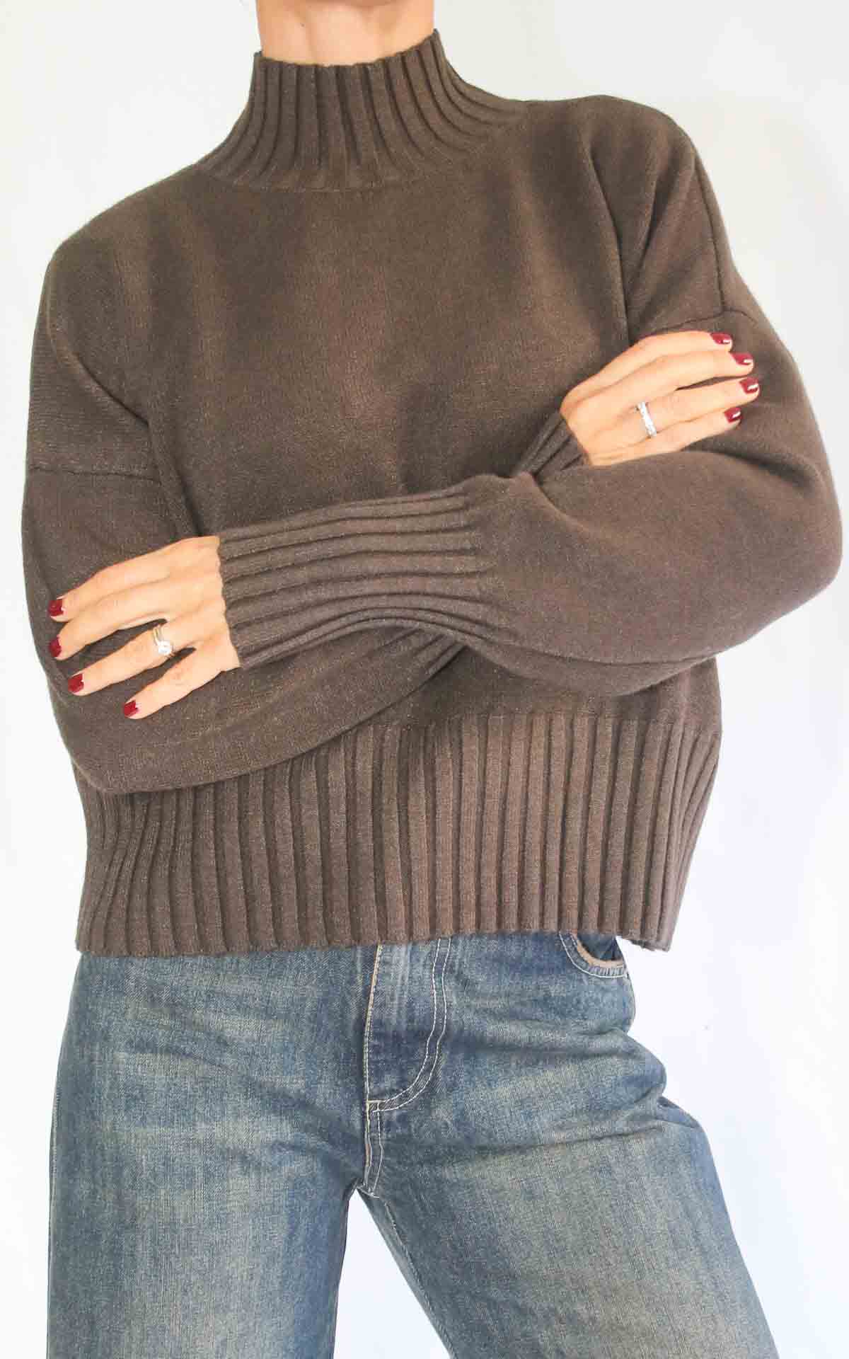 INITIAL - Maglia lupetto - MORO