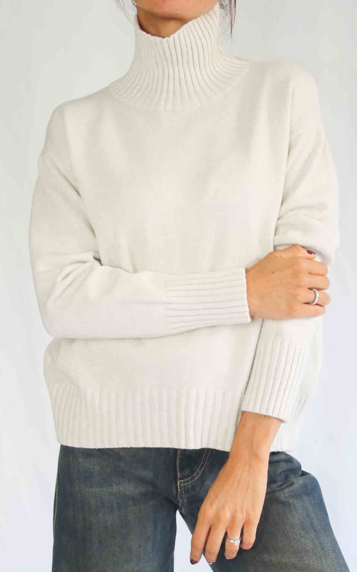 INITIAL - Maglia paillettes - MANDORLA