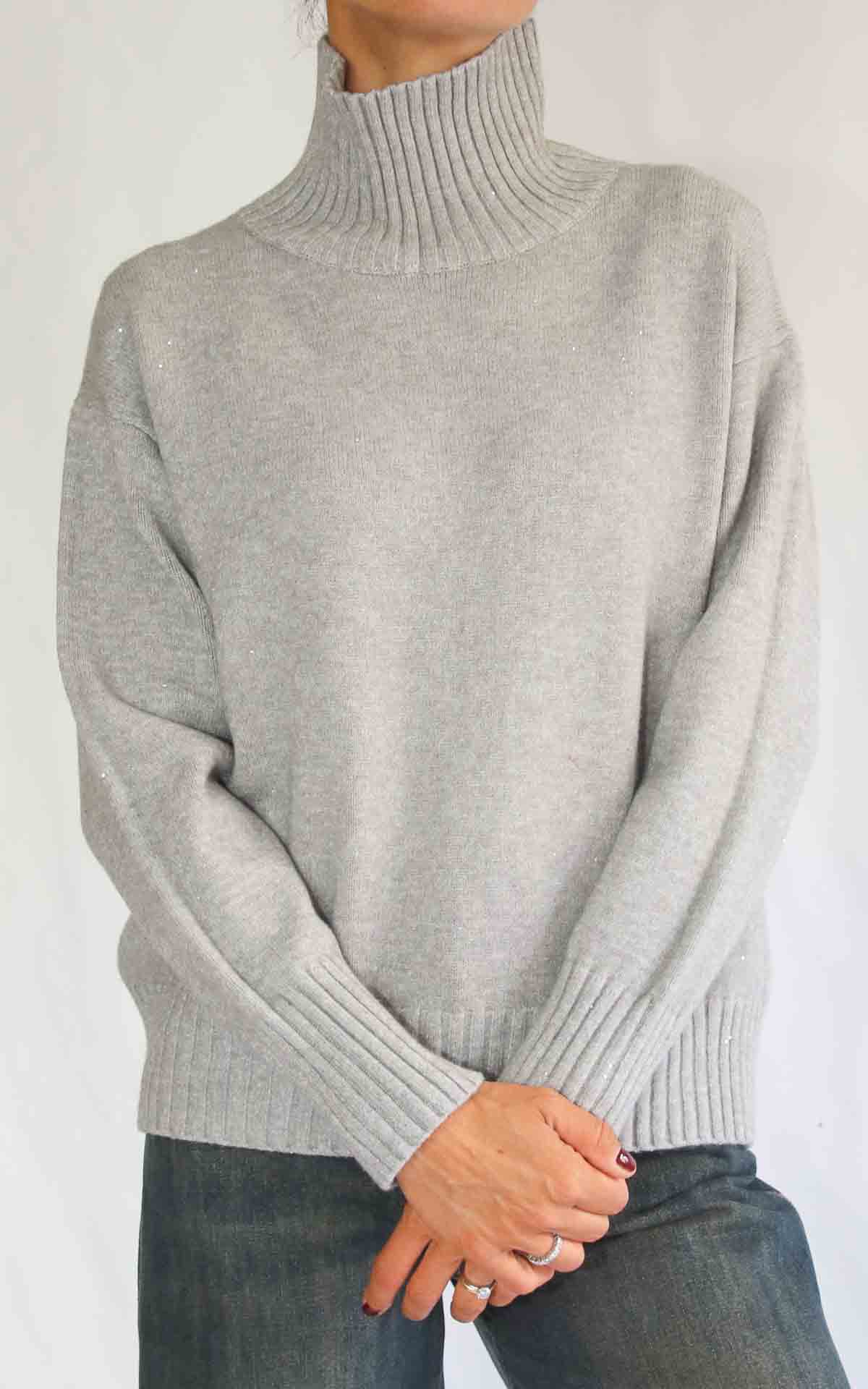 INITIAL - Maglia paillettes - GRIGIO