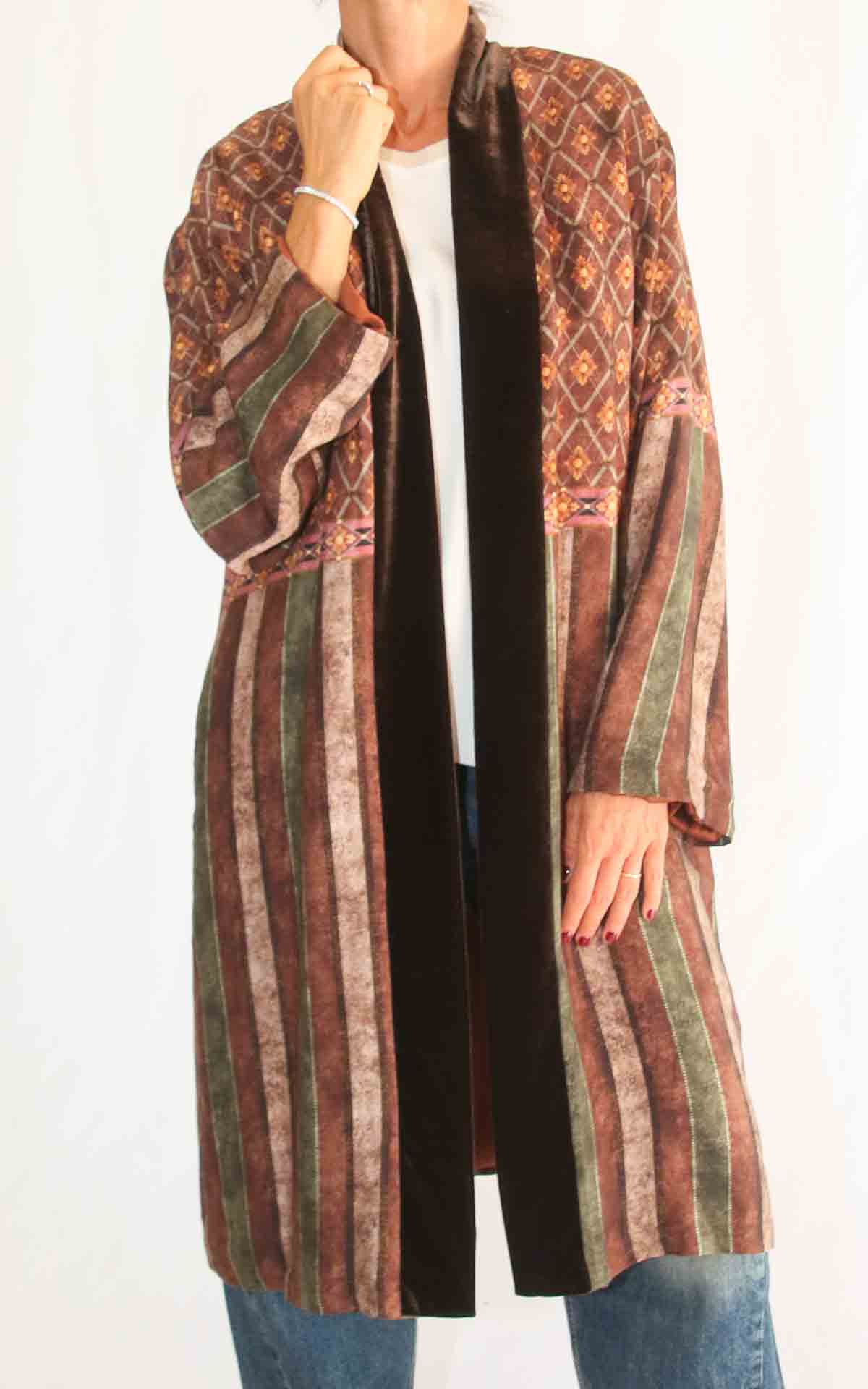 WU'SIDE - kimono bordo velluto - MORO