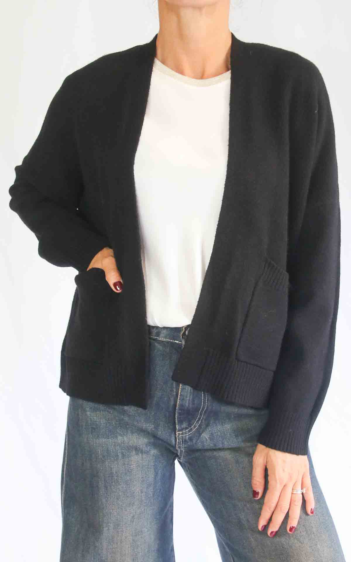 INITIAL - Cardigan corto - NERO