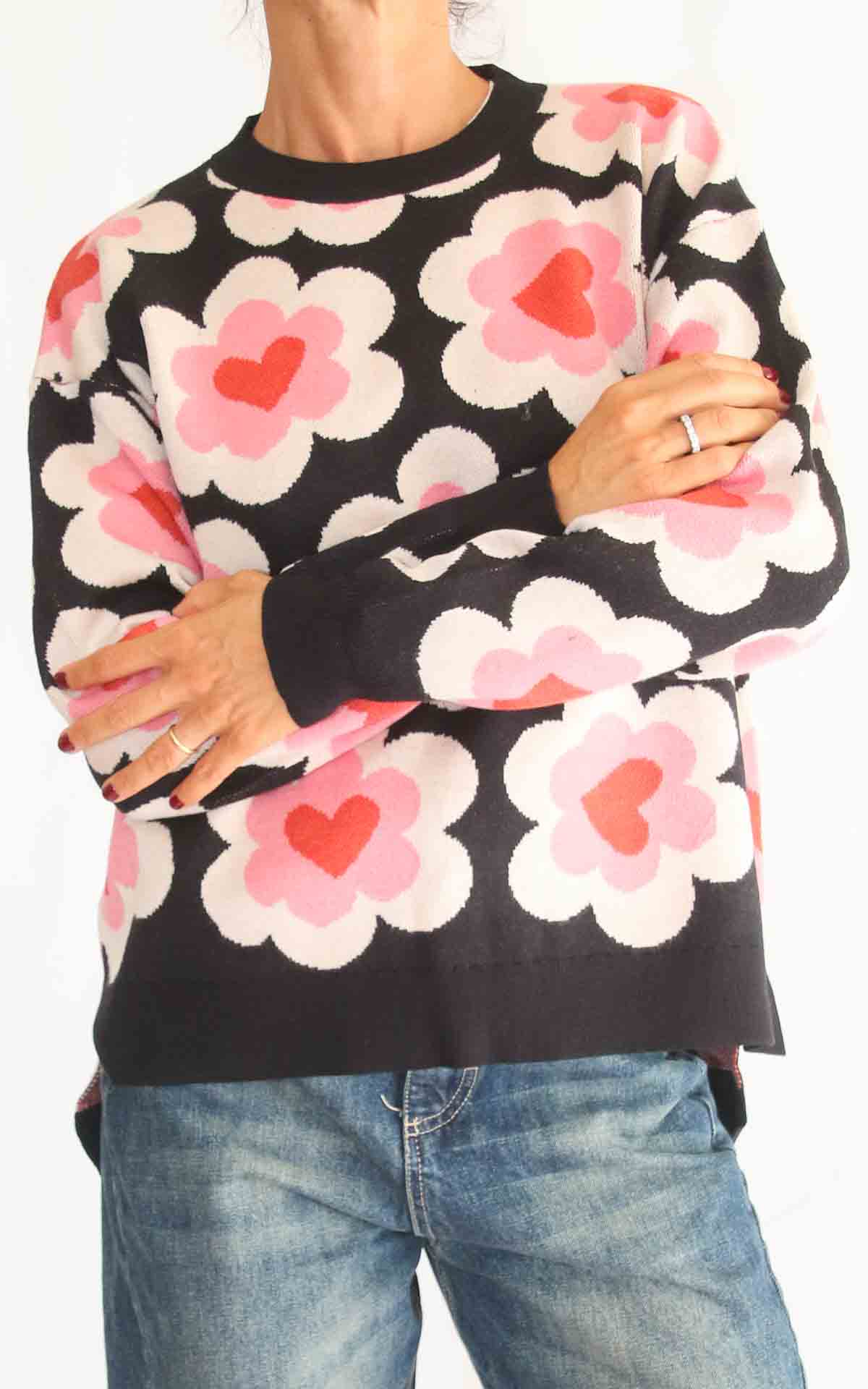 COMPANIA FANTASTICA - Maglia fiori - NERO