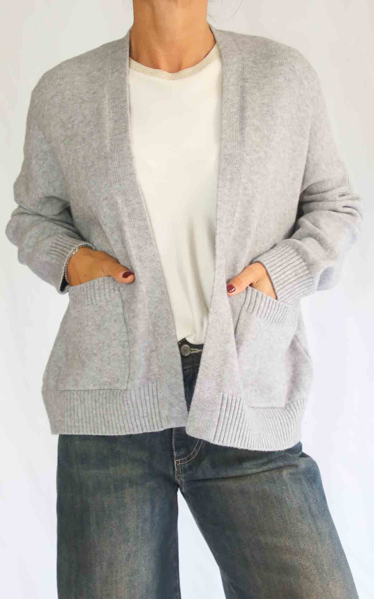 INITIAL - Cardigan corto - GRIGIO