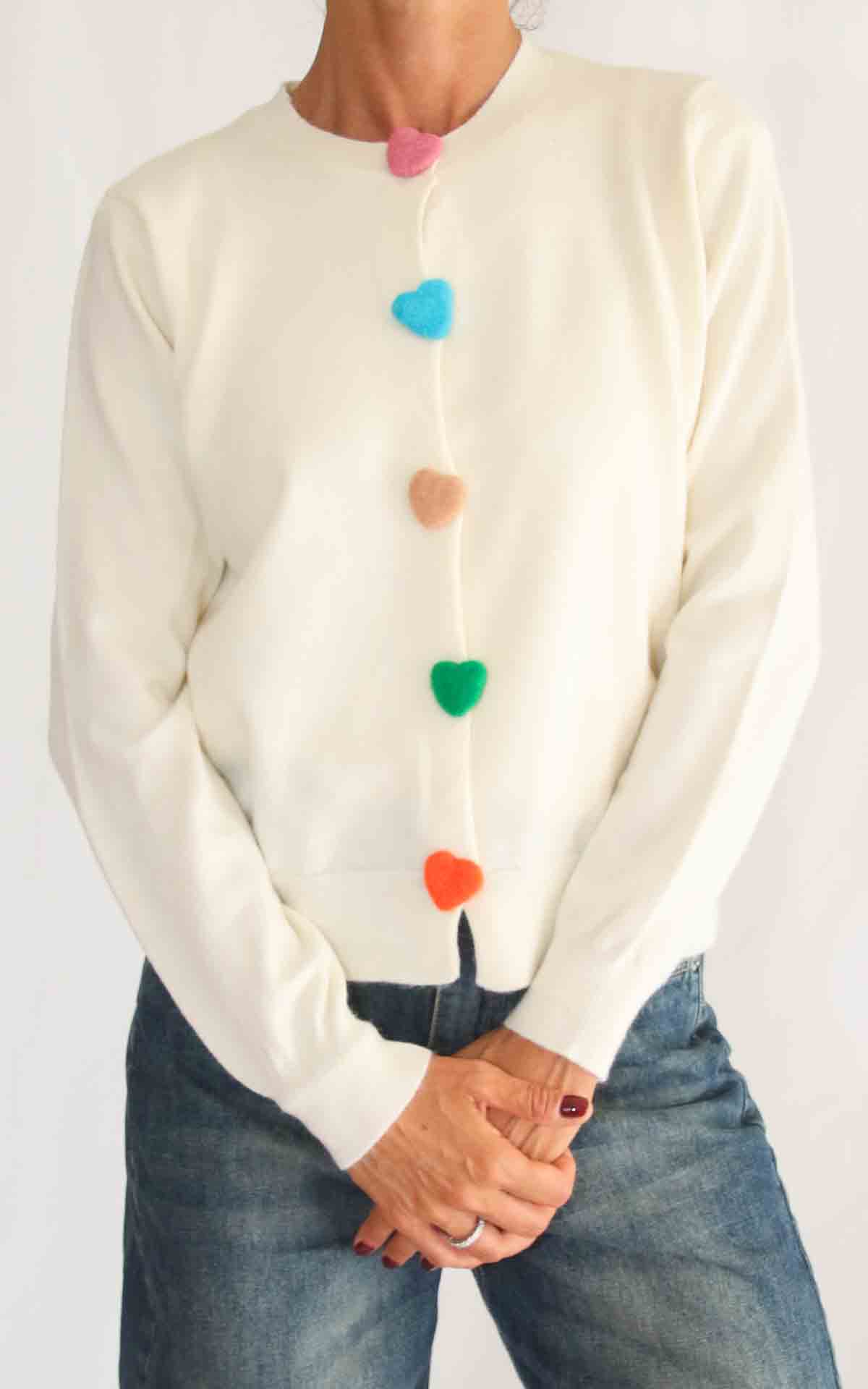 COMPANIA FANTASTICA - Cardigan cuori - PANNA