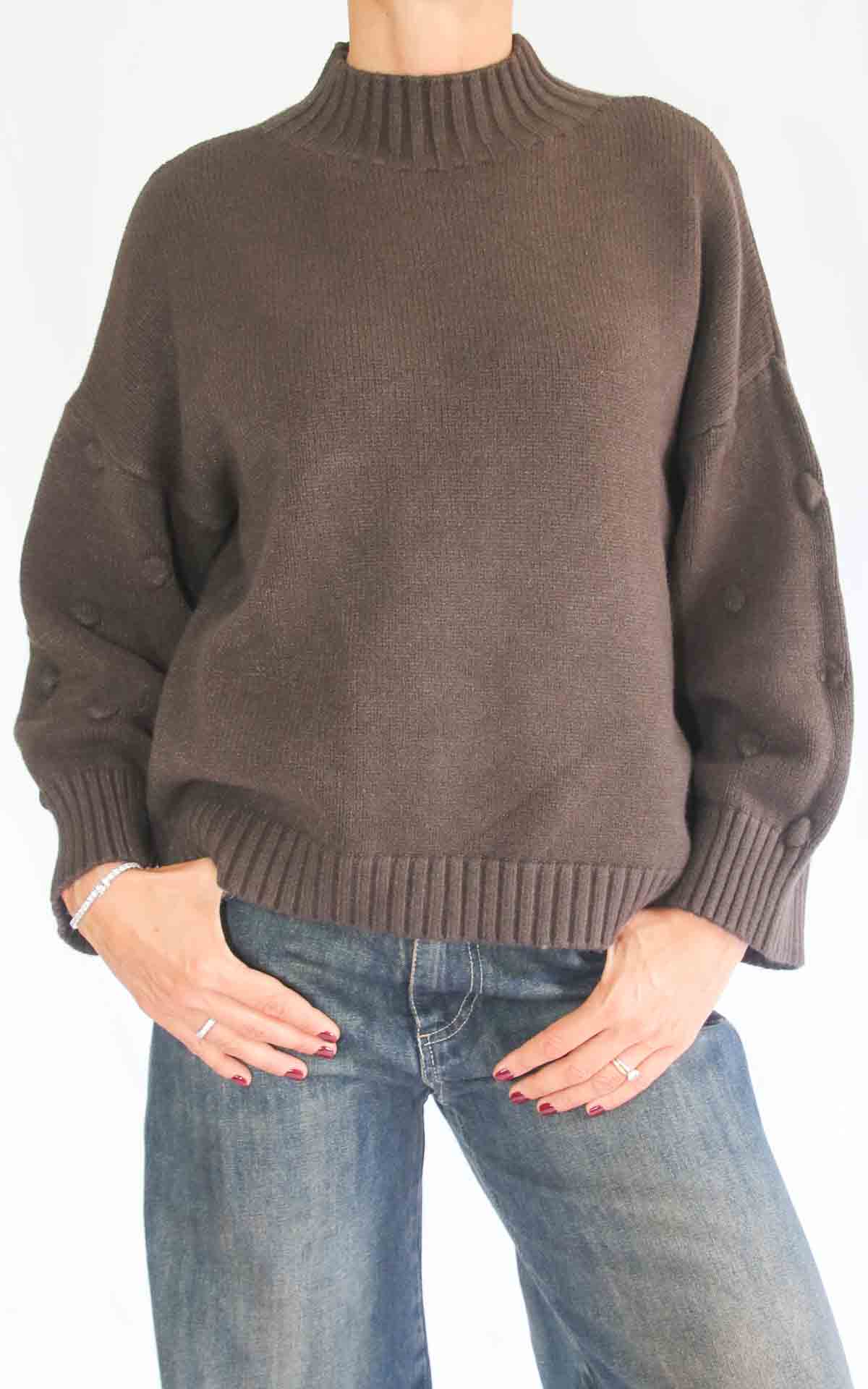 INITIAL - Maglia manica pois - MORO
