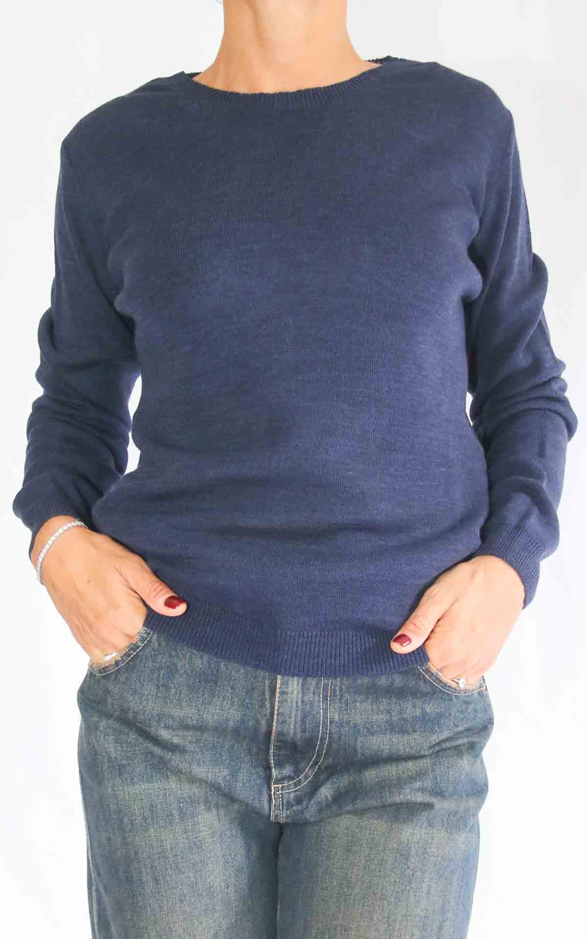 OFF -ON - Maglia girocollo rasata - BLU