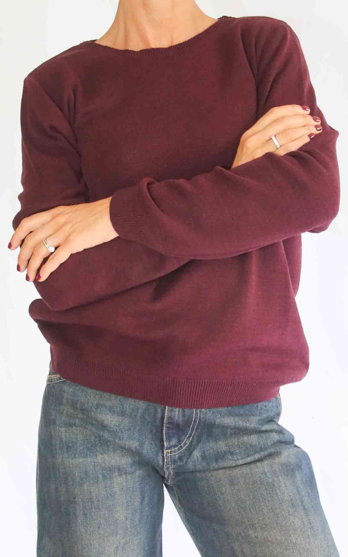 OFF -ON - Maglia girocollo rasata - BURGUNDY