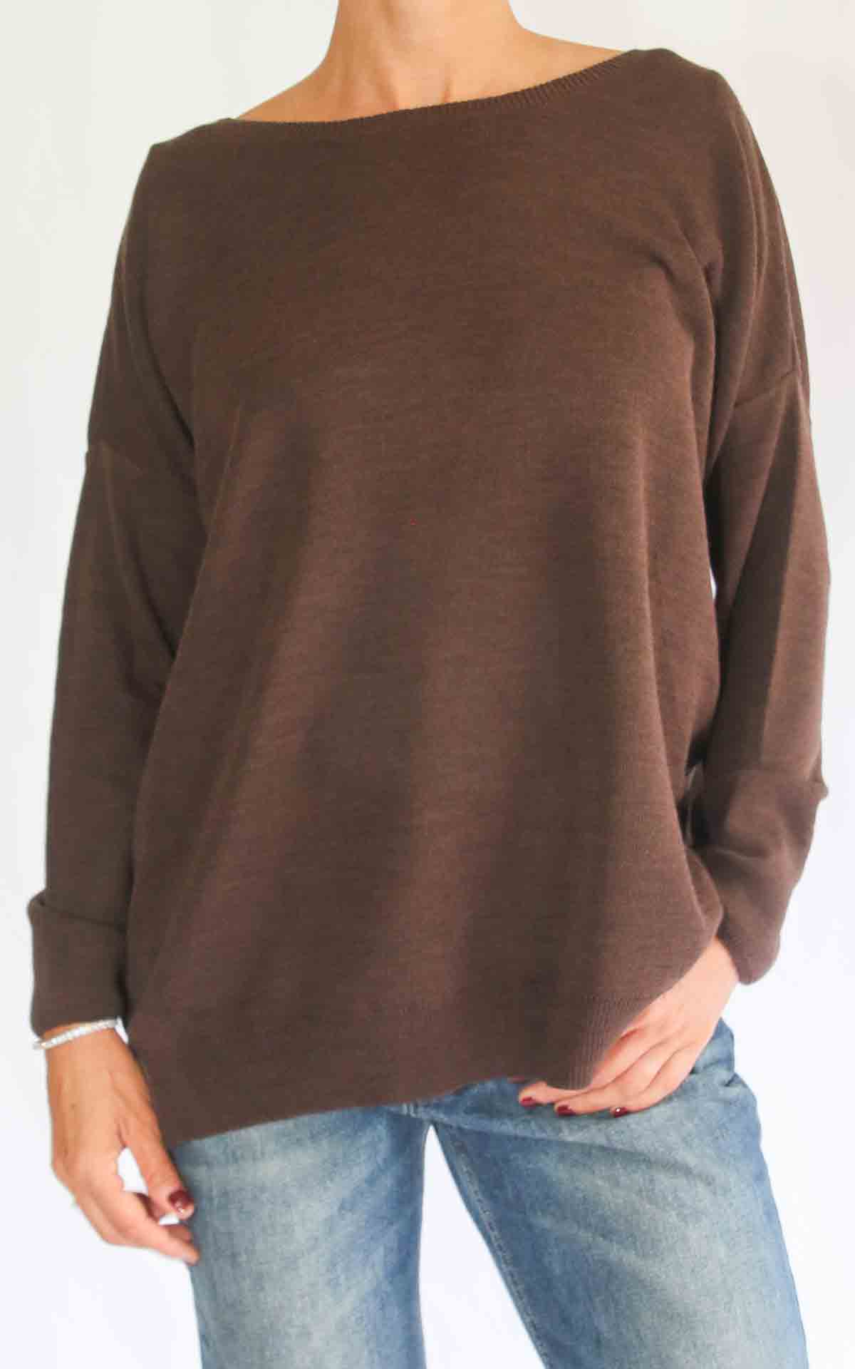OFF-ON - Maglia rasata over - MORO