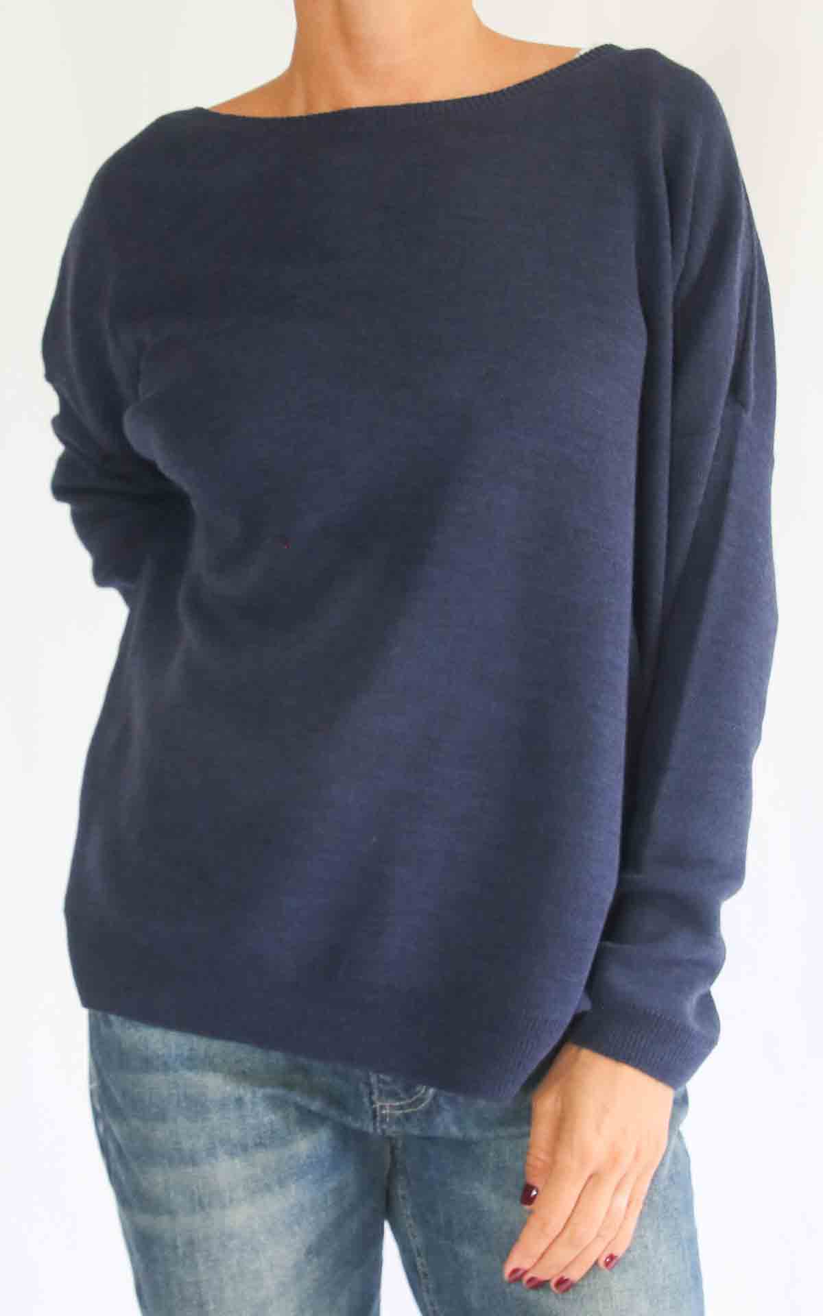OFF-ON - Maglia rasata over - BLU
