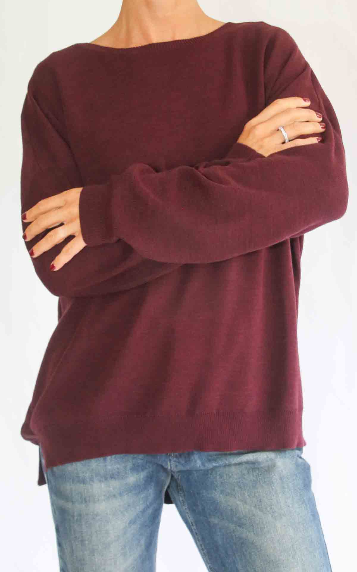 OFF-ON - Maglia rasata over - BURGUNDY