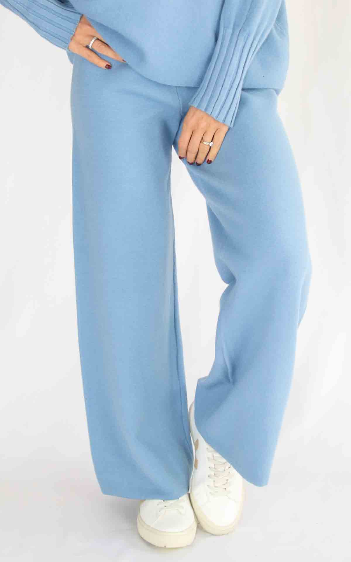 INITIAL – Pantalone in maglia – CELESTE