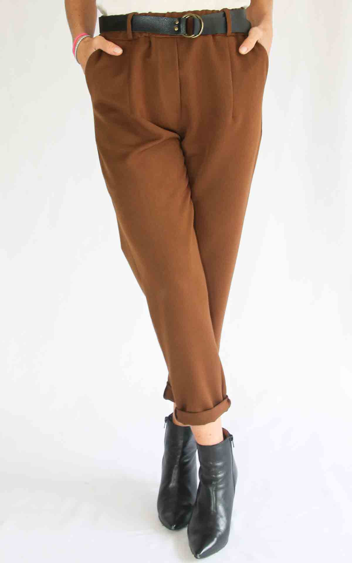 SUSYMIX - Pantalone con cintura - TABACCO