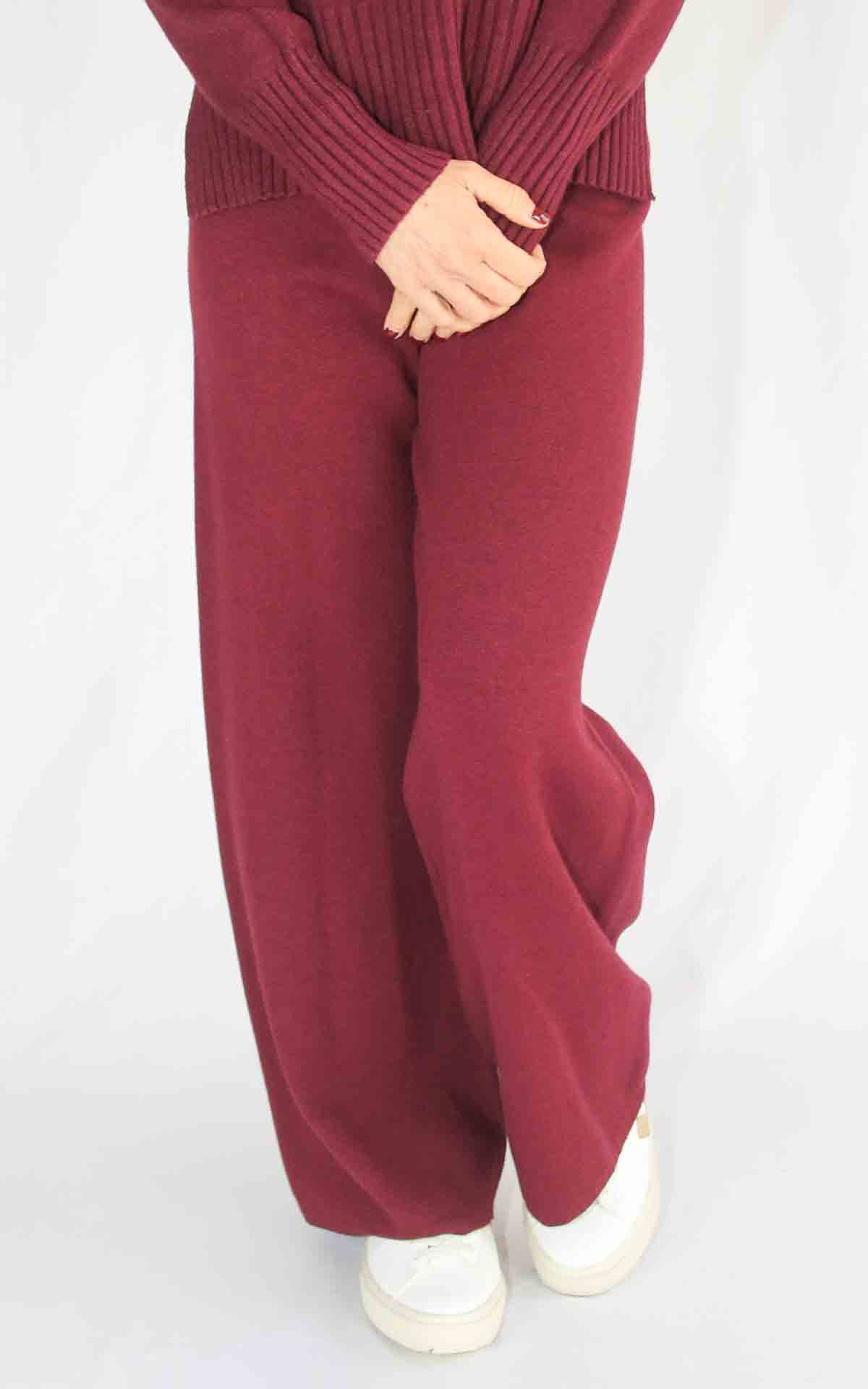 INITIAL – Pantalone in maglia – BURGUNDY