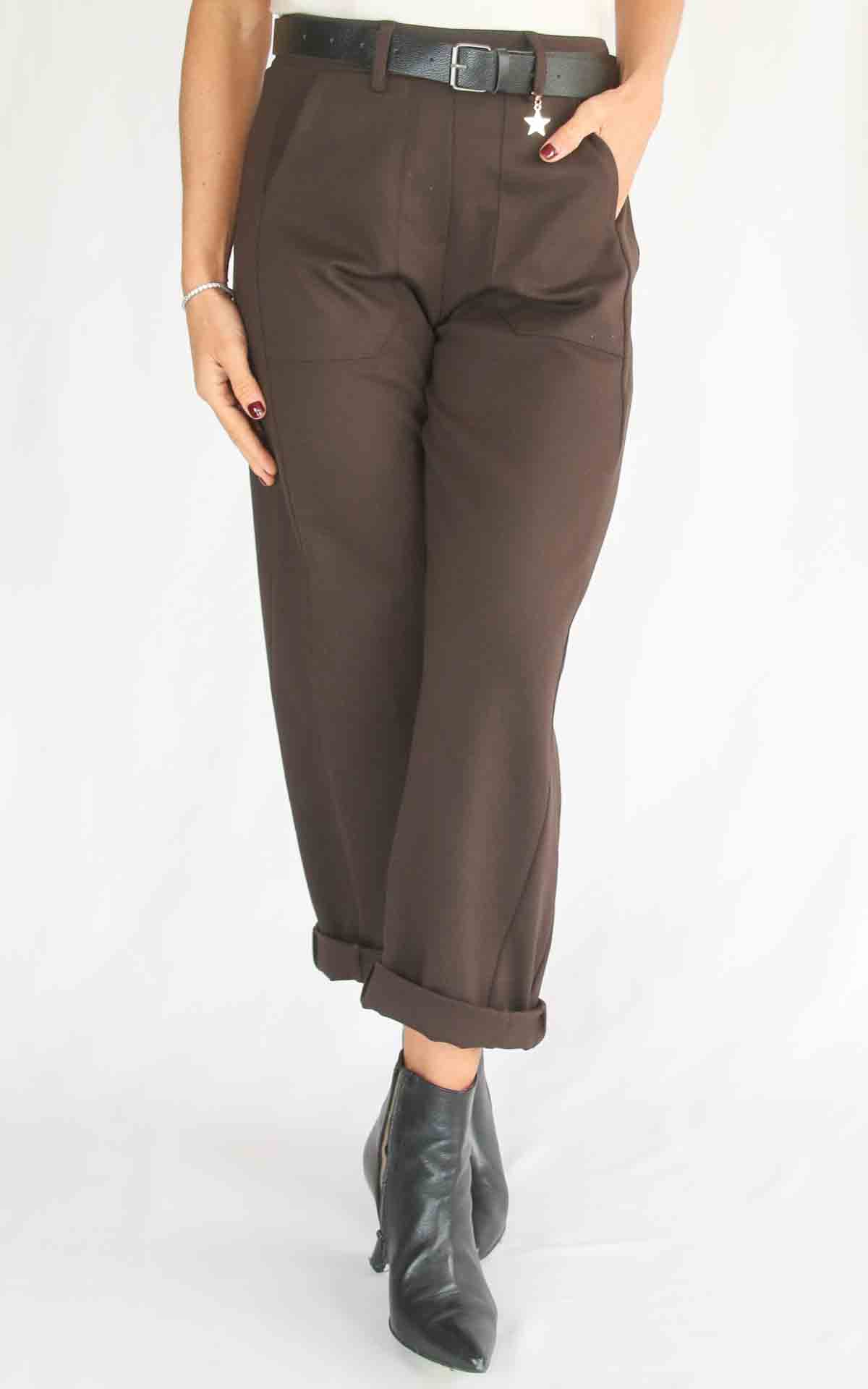 SUSYMIX - Pantalone punto milano - MORO