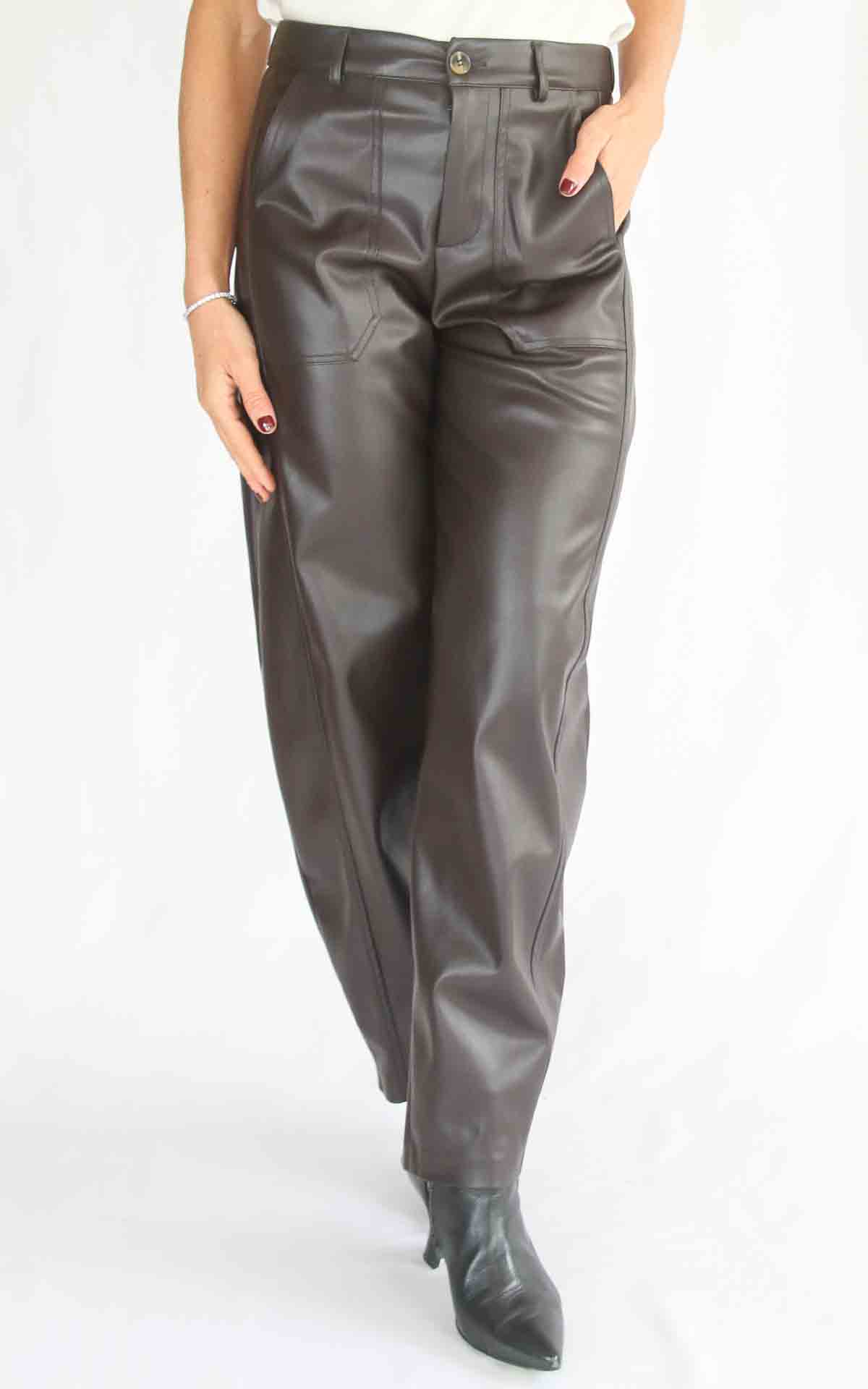 SUSYMIX - Pantalone ecopelle - MORO