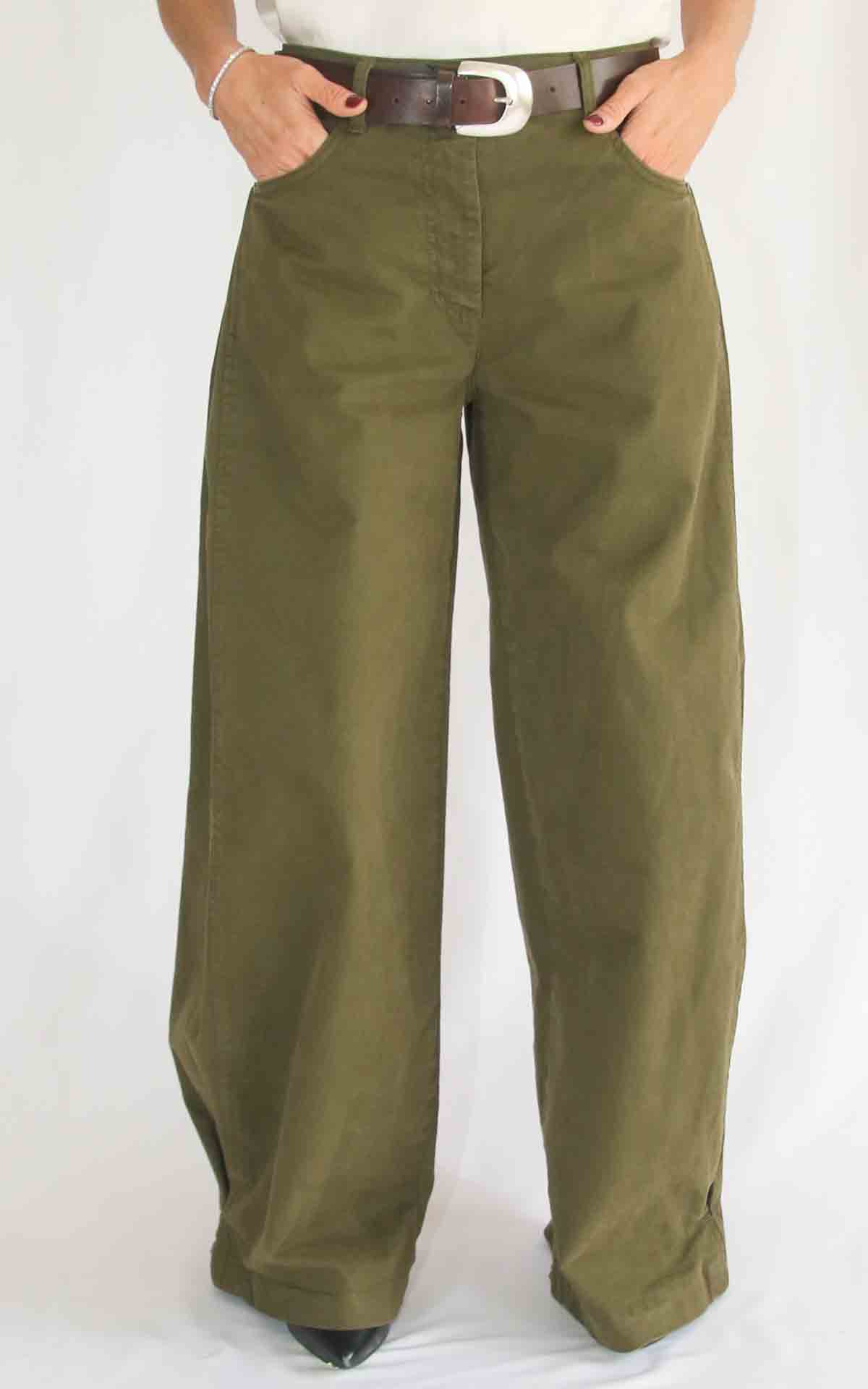 SUSYMIX - Pantalone tinto in capo - VERDE MILITARE