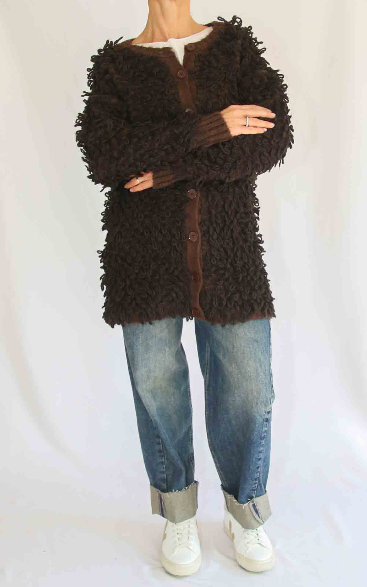 OFF-ON - Giacca lunga pelliccia - MORO